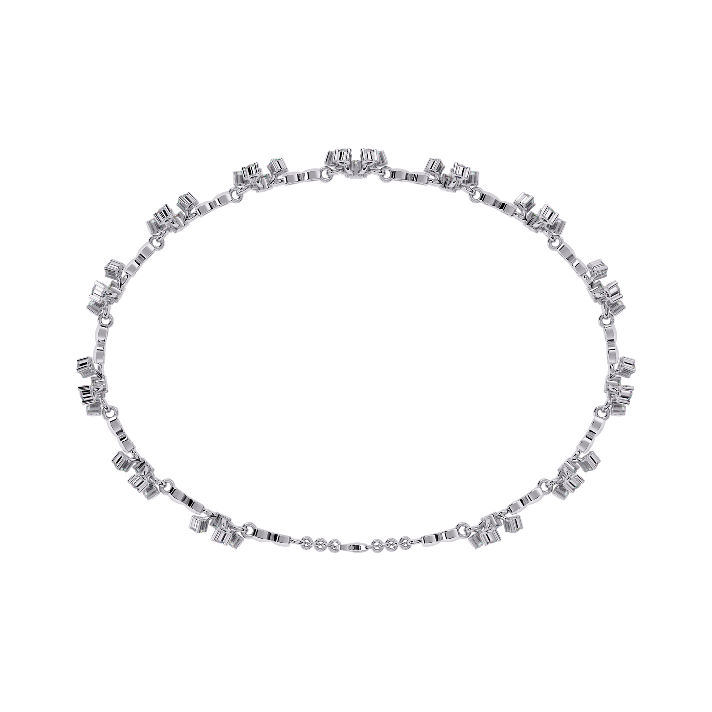 Round Lab Grown Diamonds Bracelet with flower