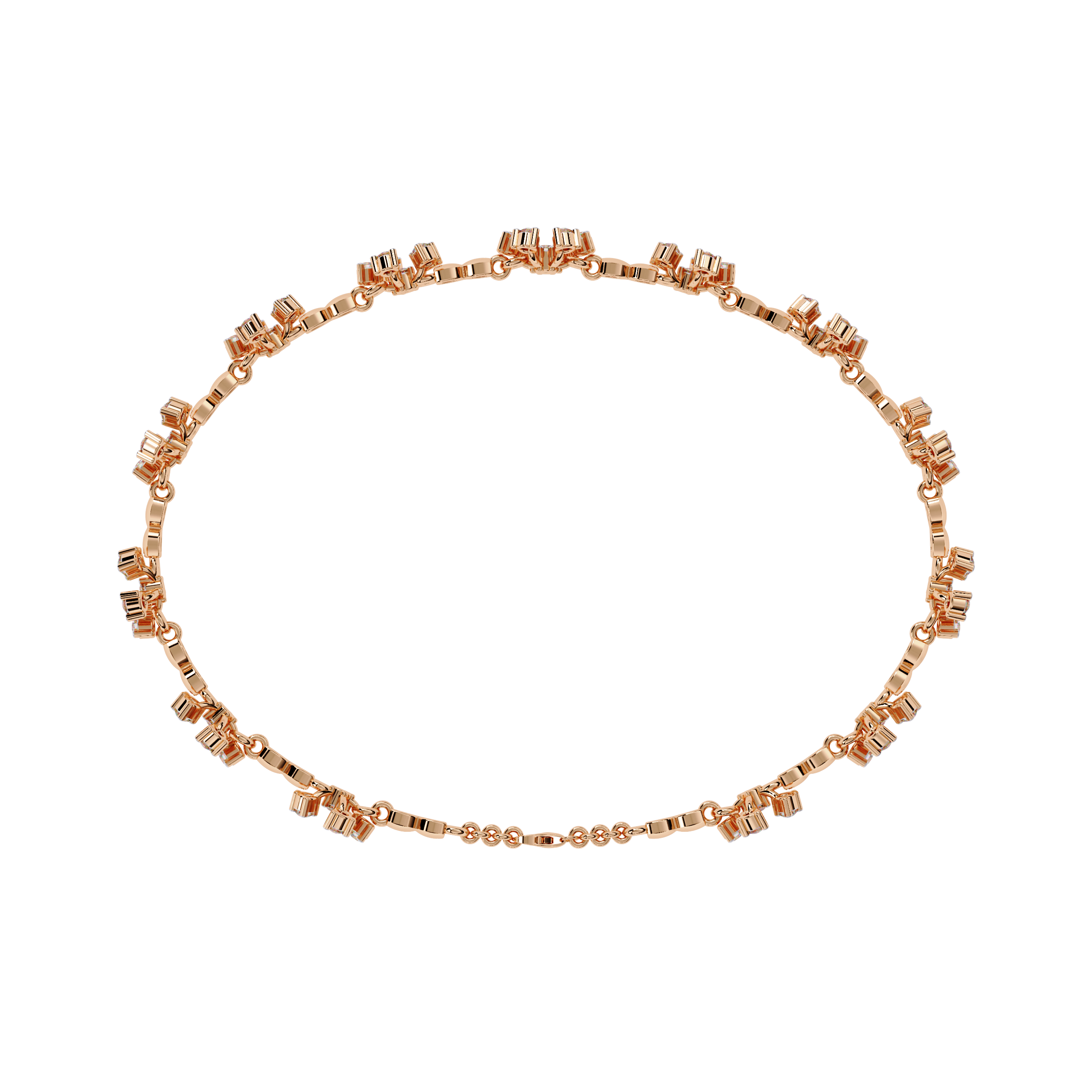 Round Lab Grown Diamonds Bracelet with flower