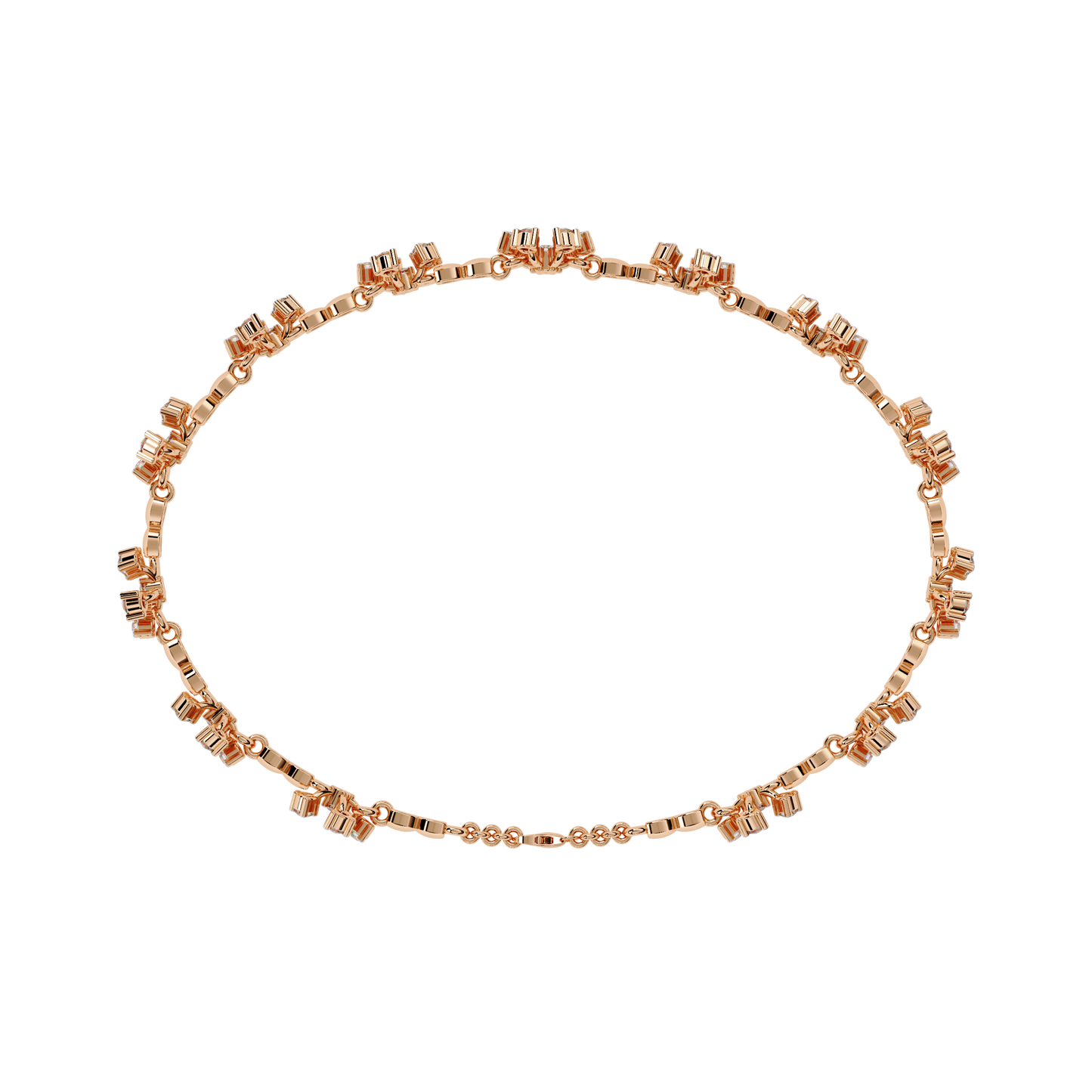 Round Lab Grown Diamonds Bracelet with flower