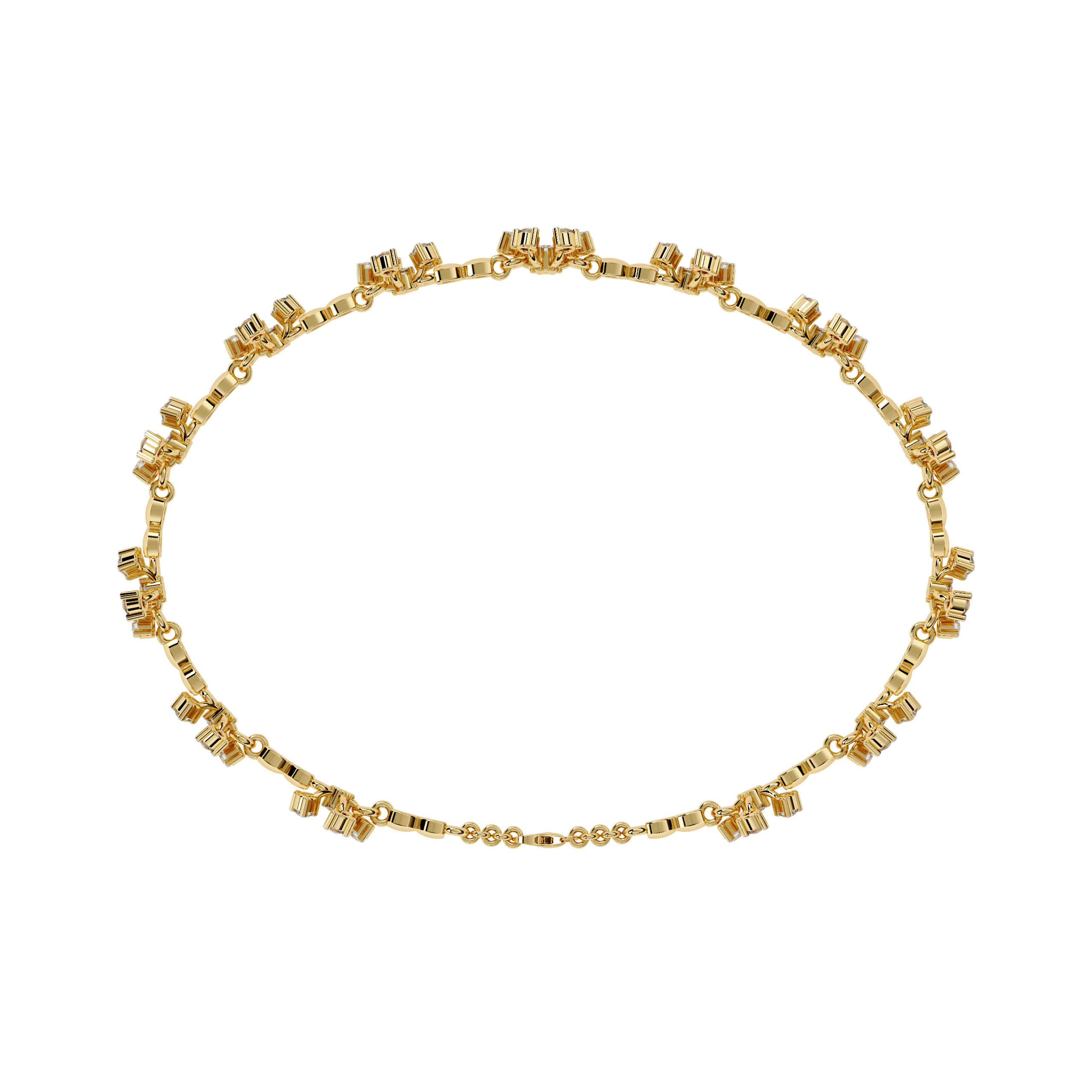 Round Lab Grown Diamonds Bracelet with flower