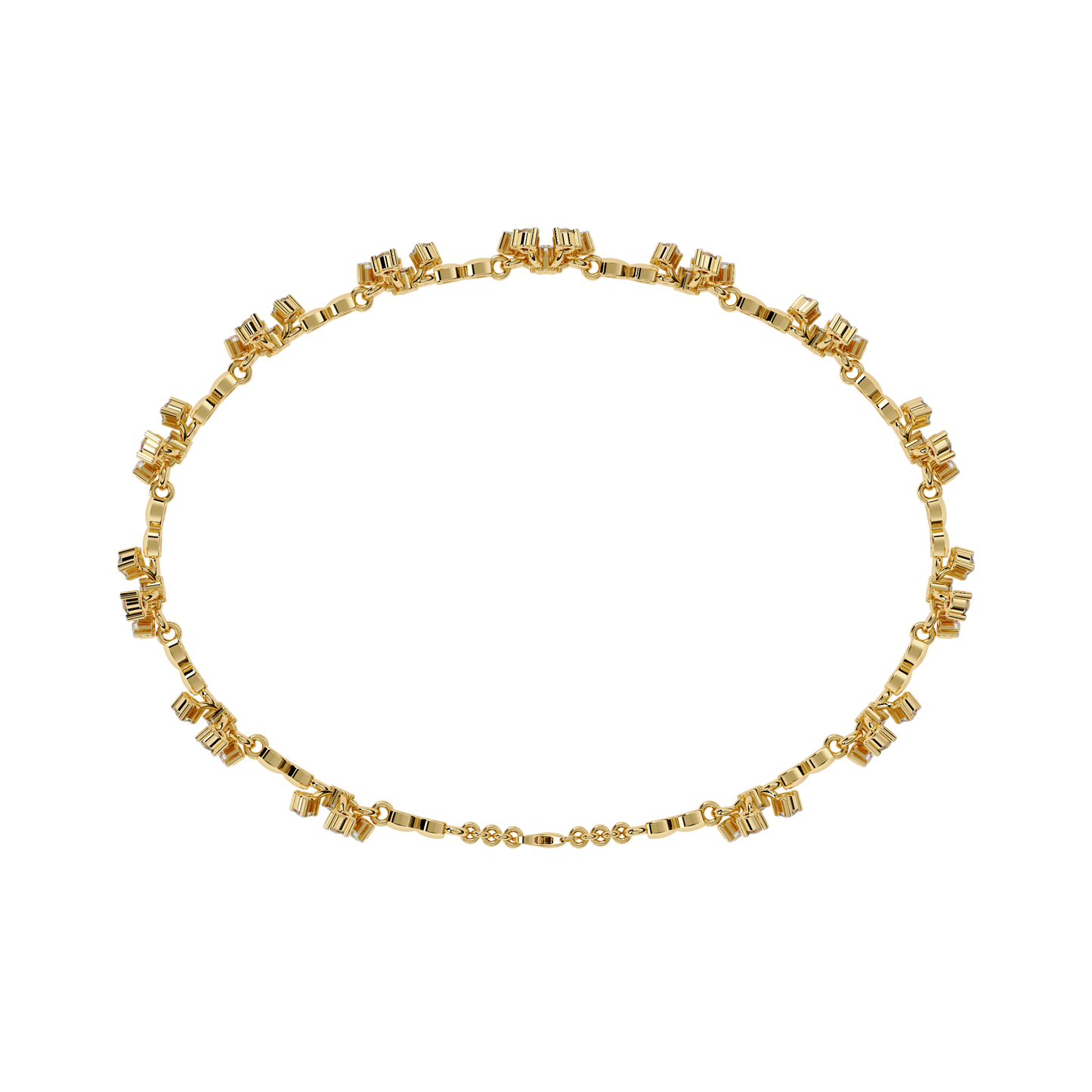 Round Lab Grown Diamonds Bracelet with flower