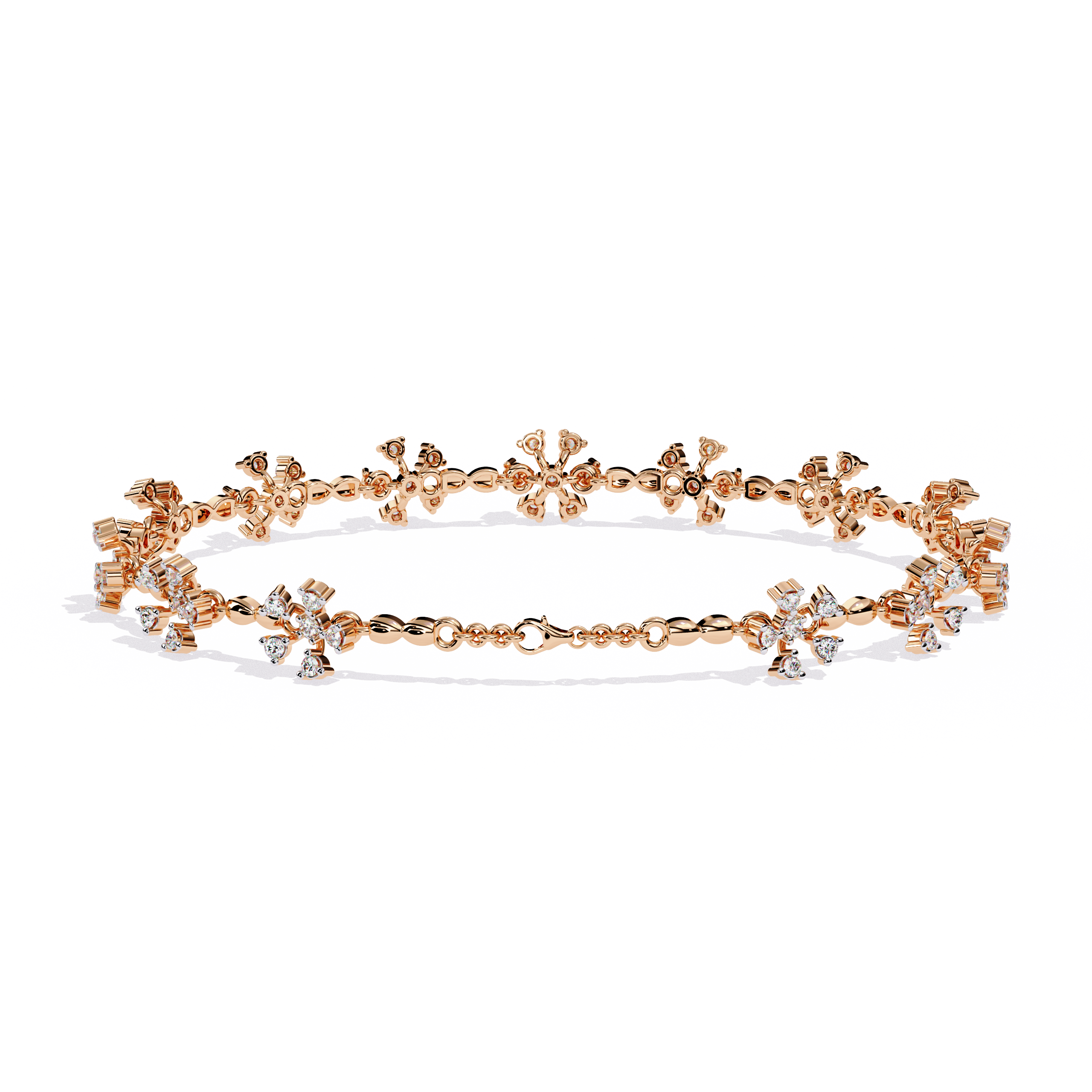 Round Lab Grown Diamonds Bracelet with flower