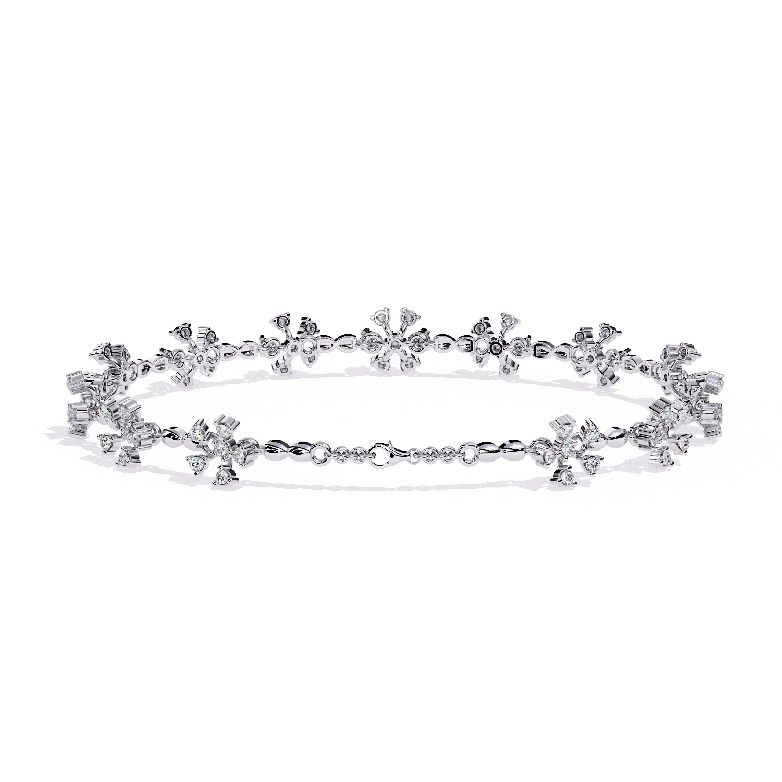Round Lab Grown Diamonds Bracelet with flower