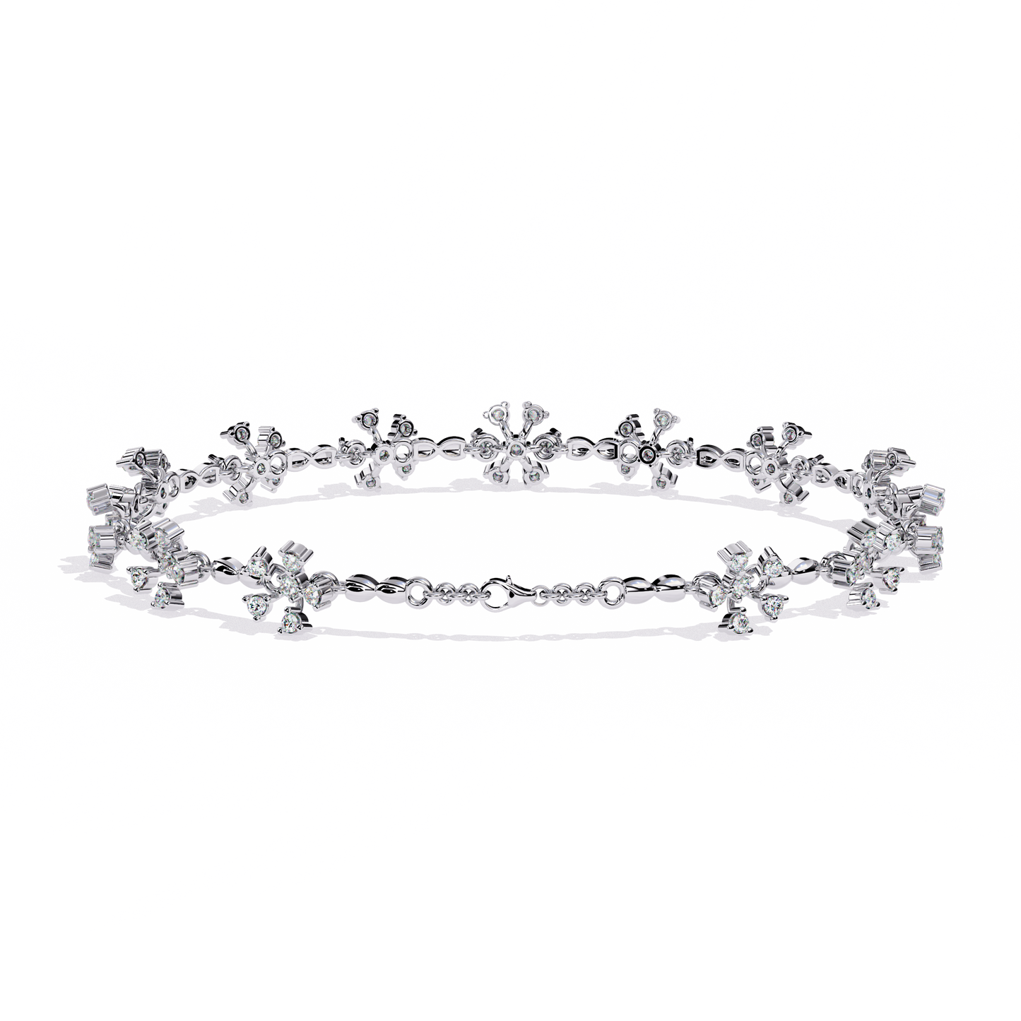 Round Lab Grown Diamonds Bracelet with flower