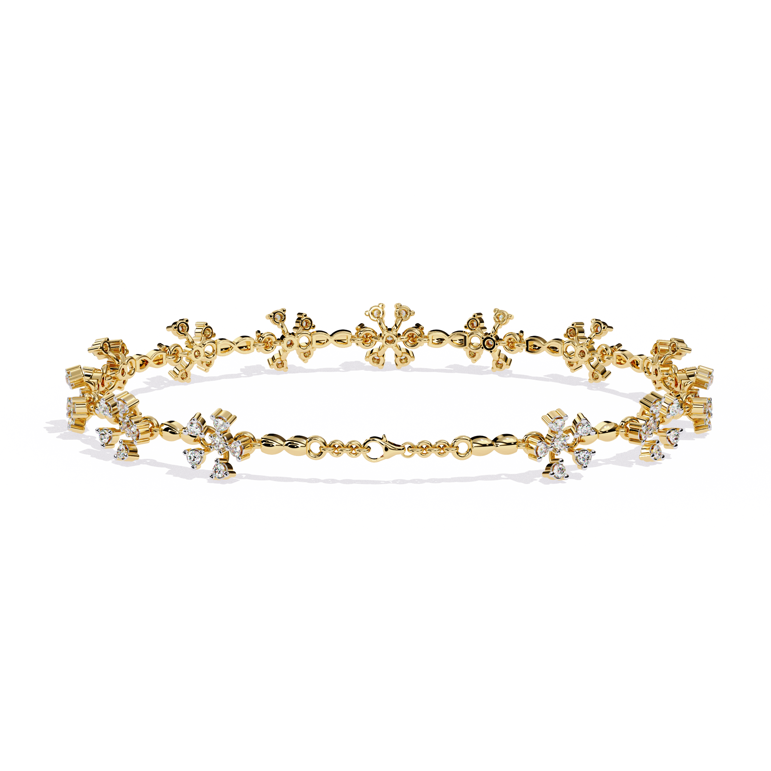 Round Lab Grown Diamonds Bracelet with flower