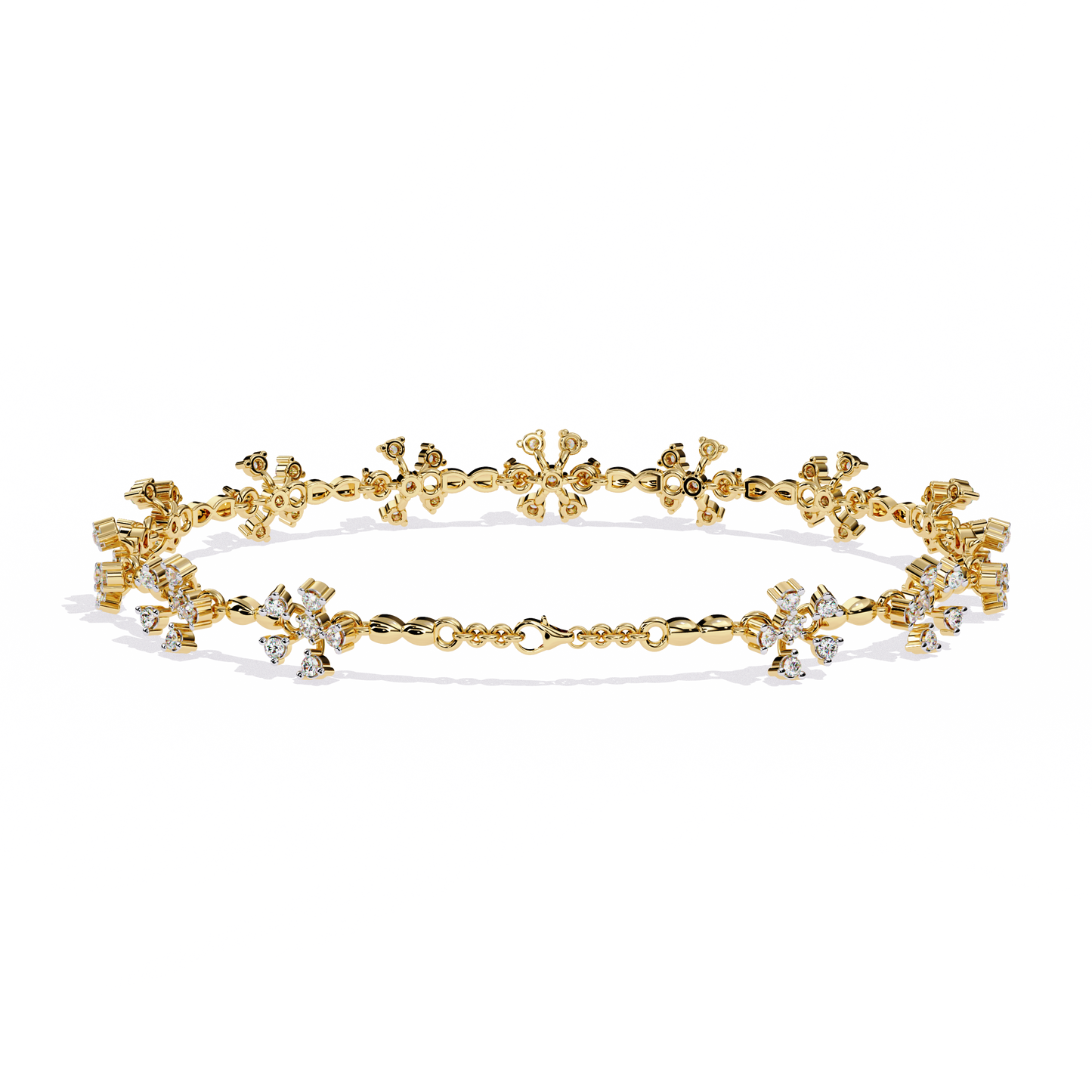 Round Lab Grown Diamonds Bracelet with flower