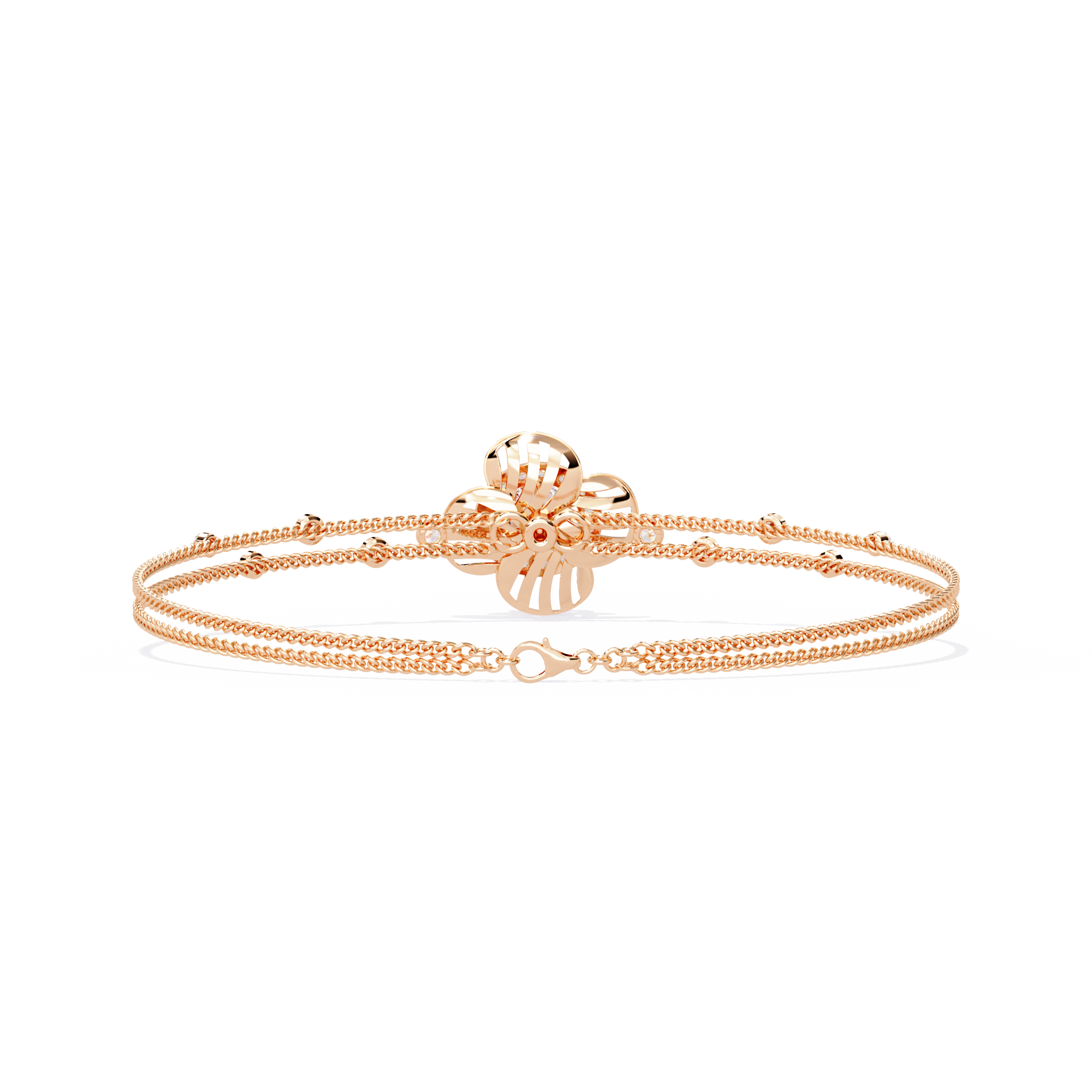 Buy Lab Grown Diamond Flower Double Chain Bracelet