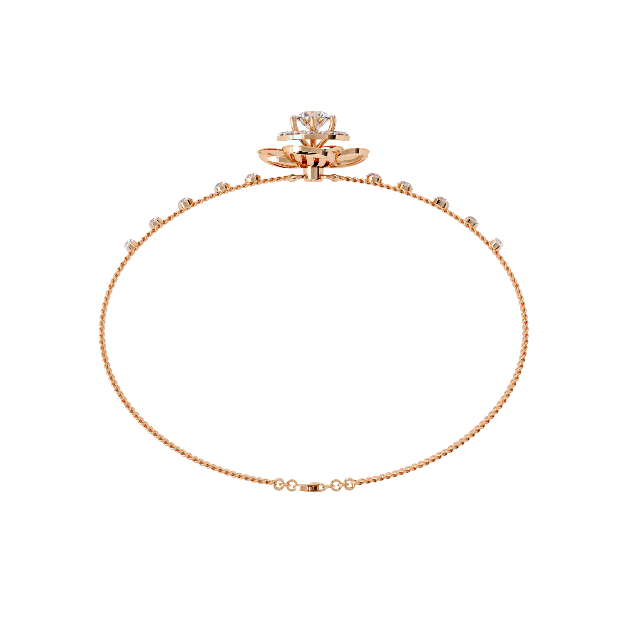 Buy Lab Grown Diamond Flower Double Chain Bracelet