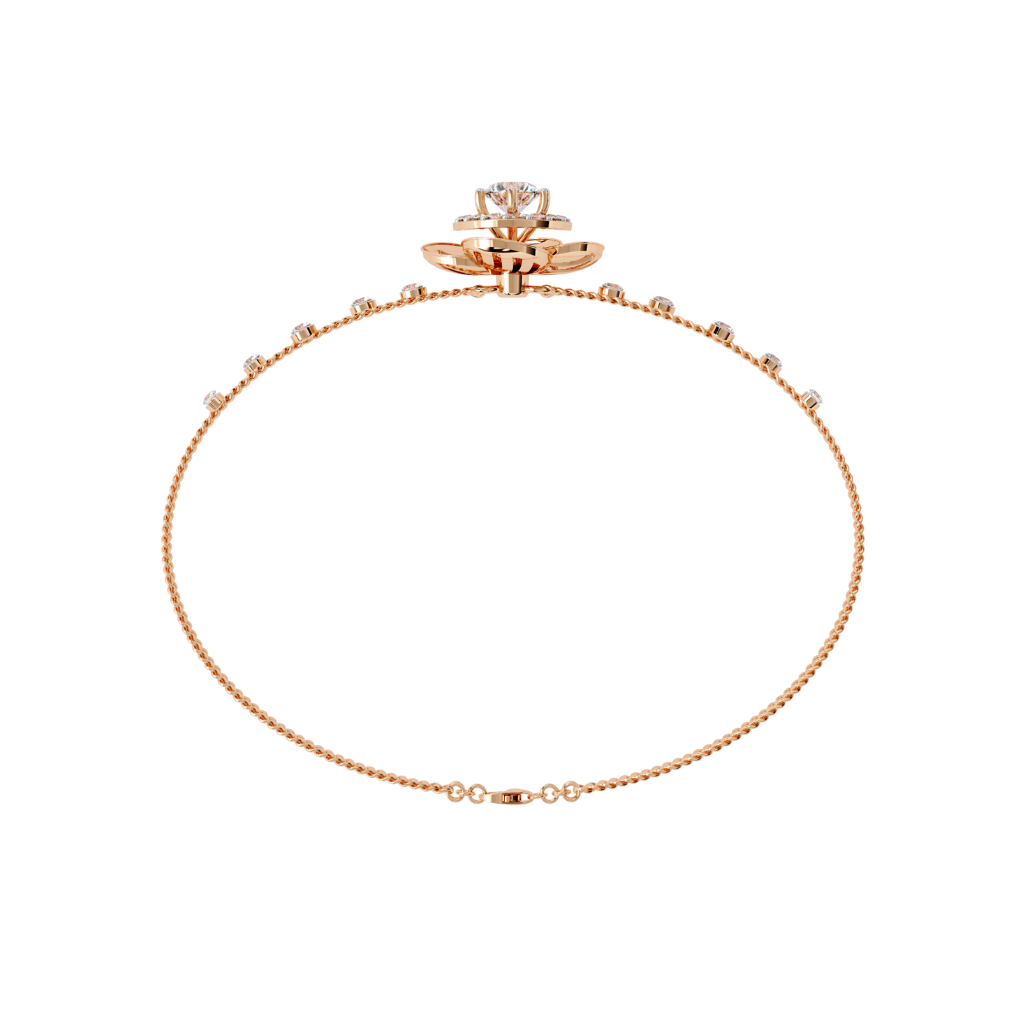Buy Lab Grown Diamond Flower Double Chain Bracelet