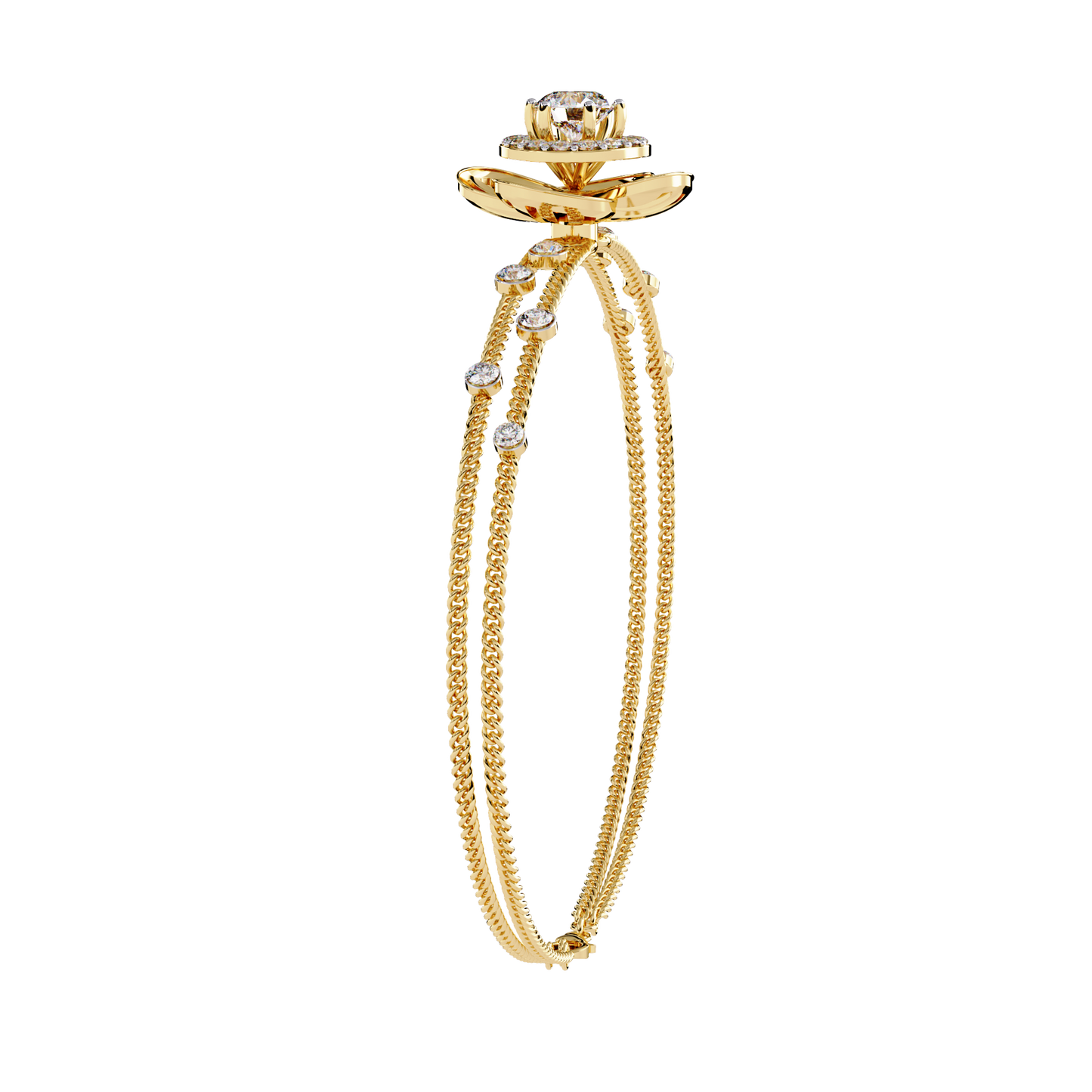 Buy Lab Grown Diamond Flower Double Chain Bracelet