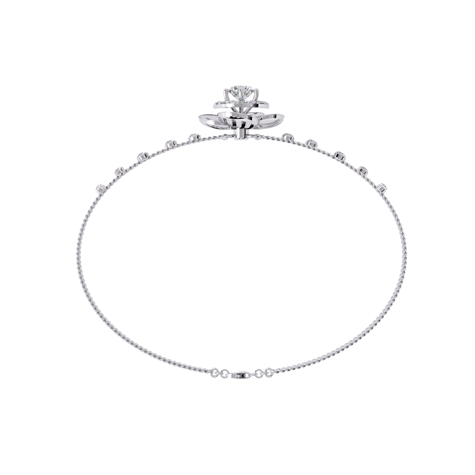 Buy Lab Grown Diamond Flower Double Chain Bracelet