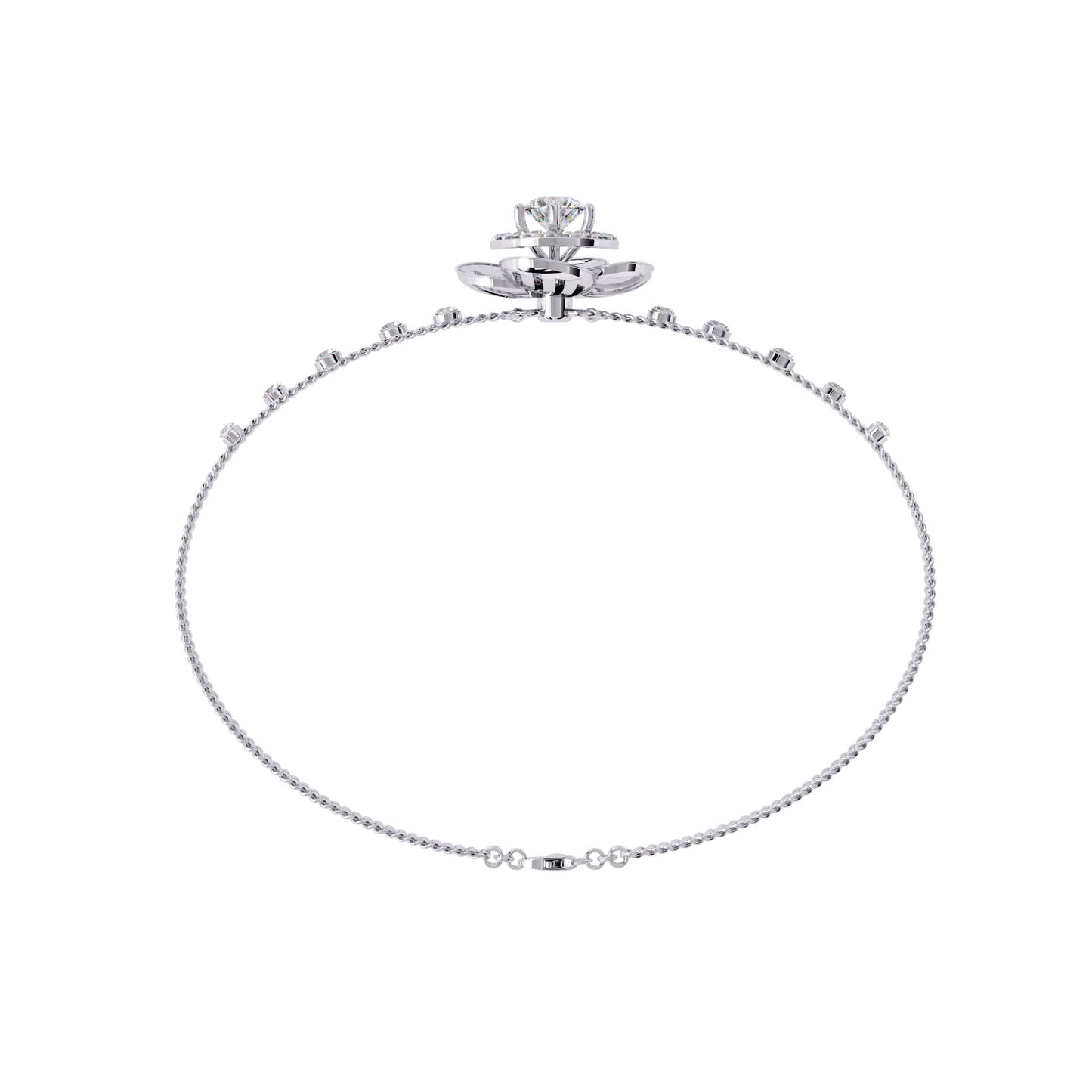 Buy Lab Grown Diamond Flower Double Chain Bracelet