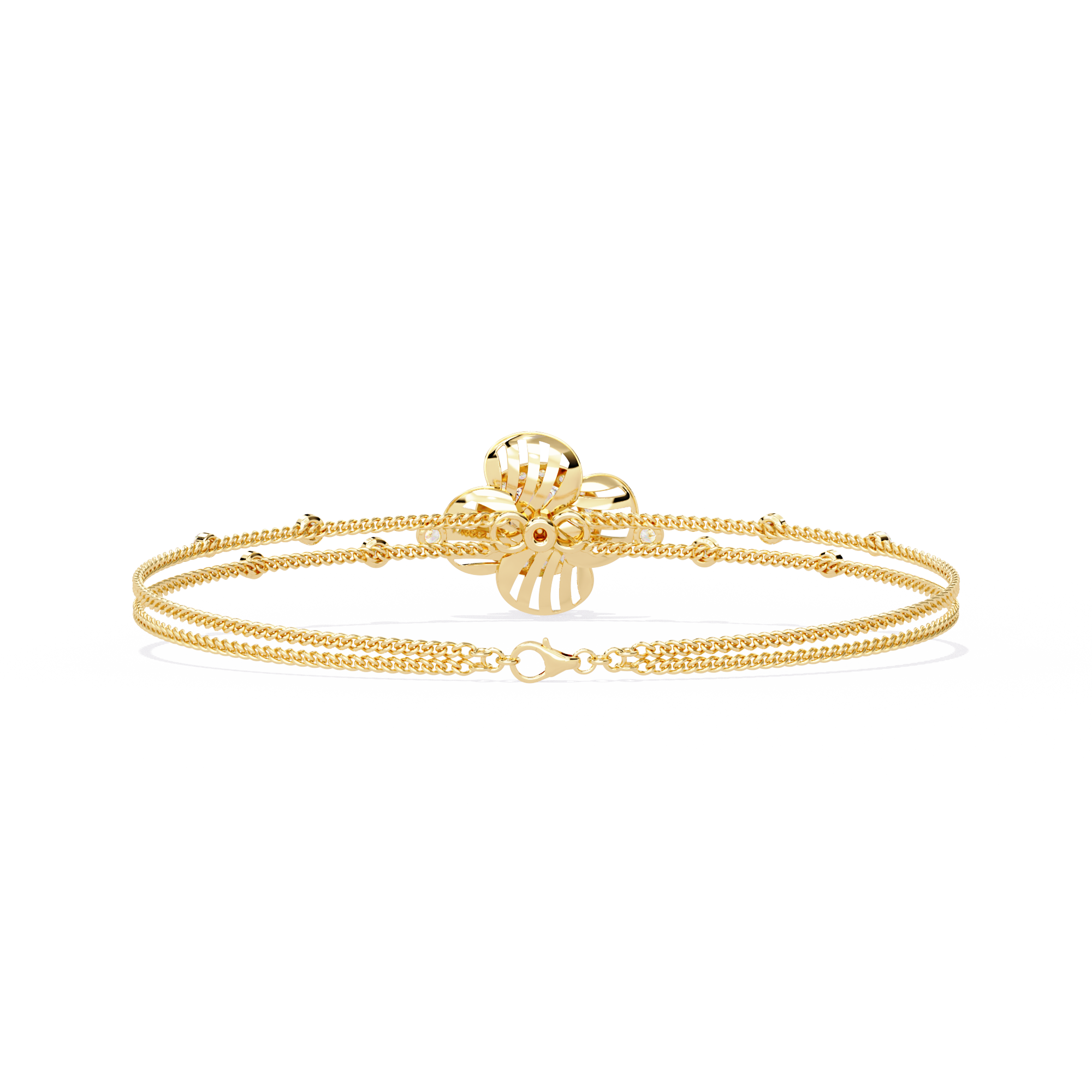 Buy Lab Grown Diamond Flower Double Chain Bracelet