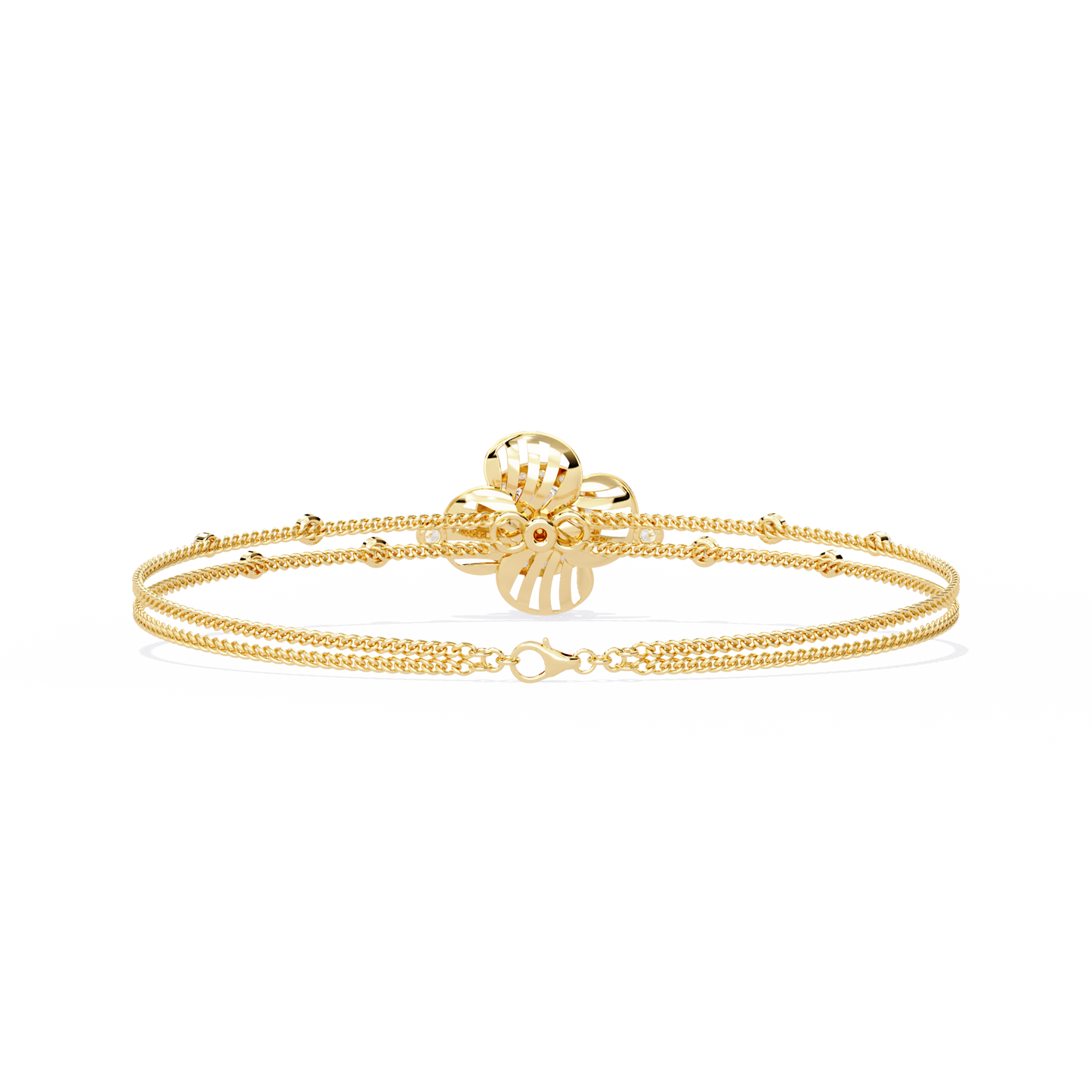 Buy Lab Grown Diamond Flower Double Chain Bracelet