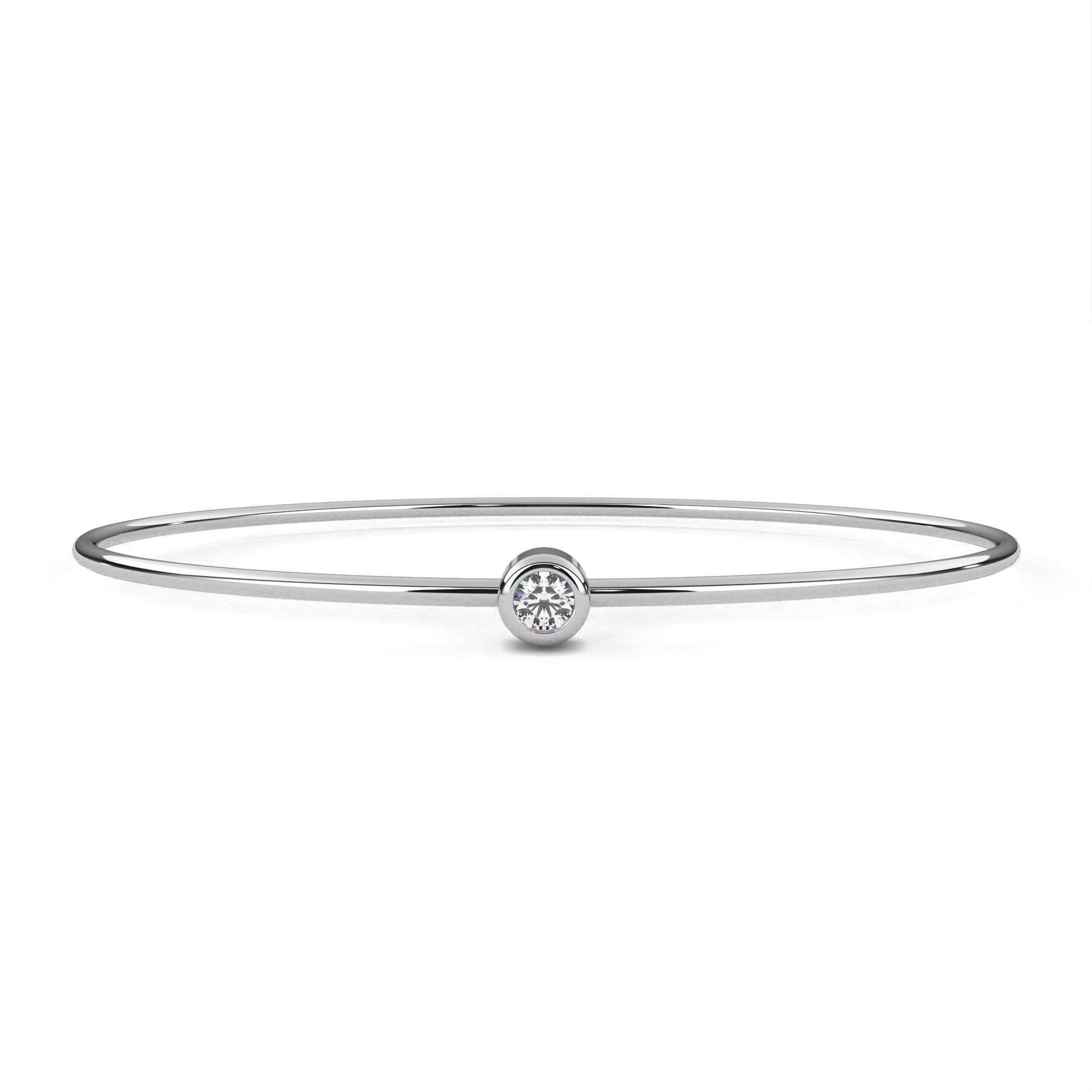 Single Diamond Bezel Cuff Bracelet