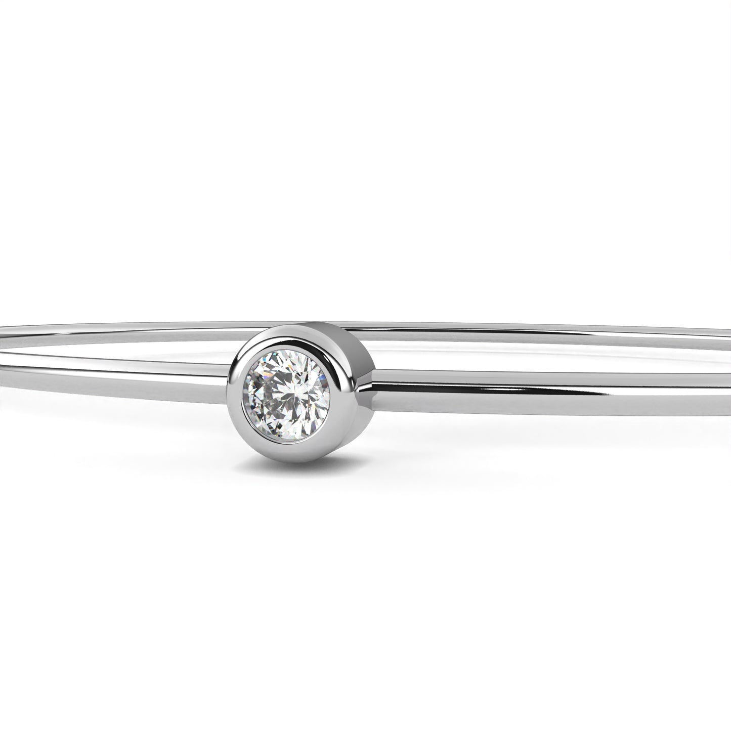 Single Diamond Bezel Cuff Bracelet