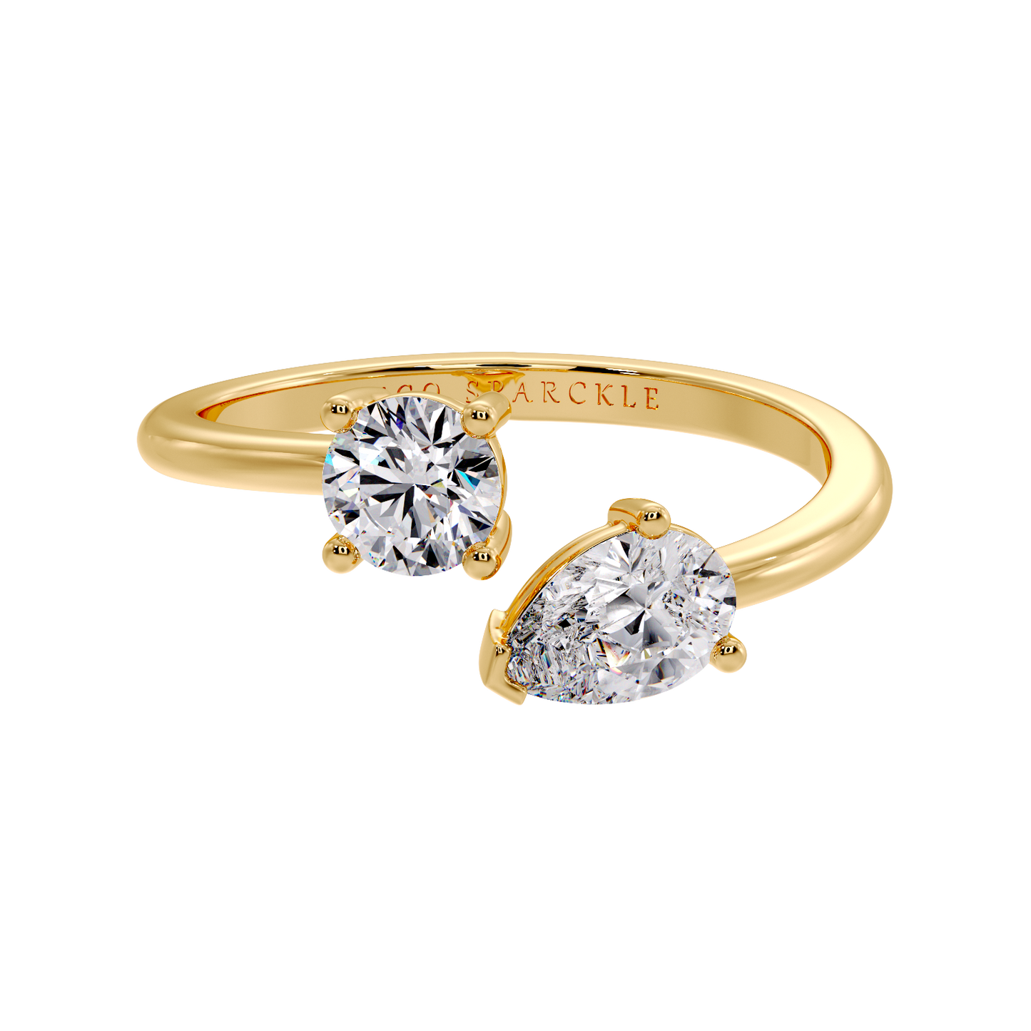TWO STONE RING ROUND & PEAR