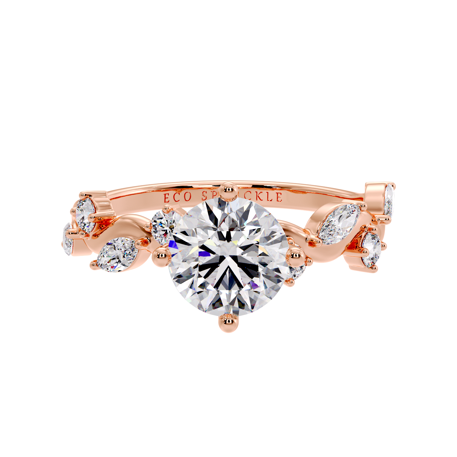 Zig Zag Shank Ring With Round Solitaire