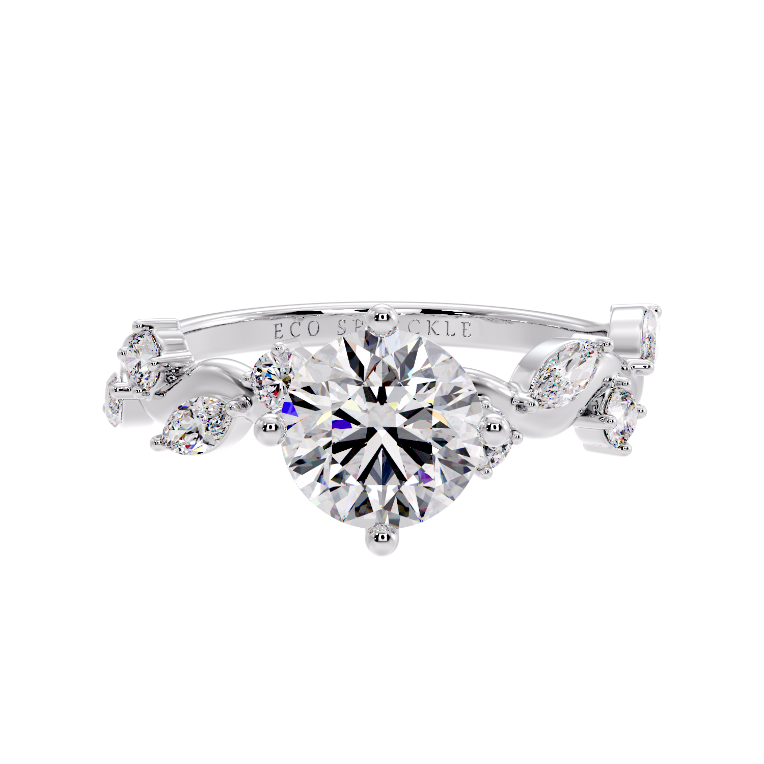 Zig Zag Shank Ring With Round Solitaire