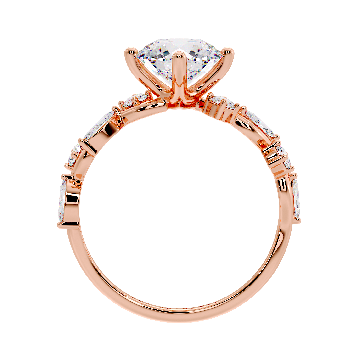 Zig Zag Shank Ring With Round Solitaire