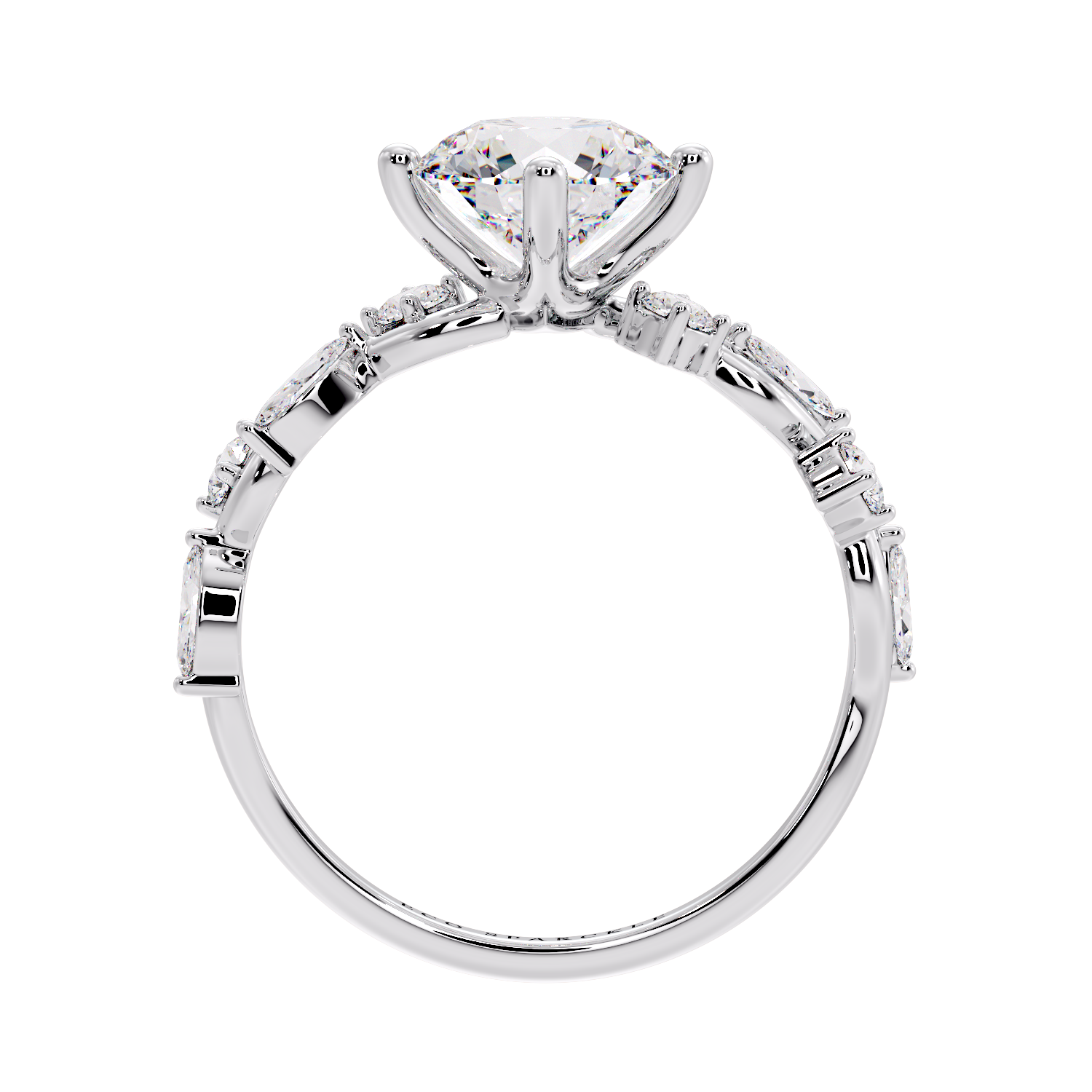 Zig Zag Shank Ring With Round Solitaire