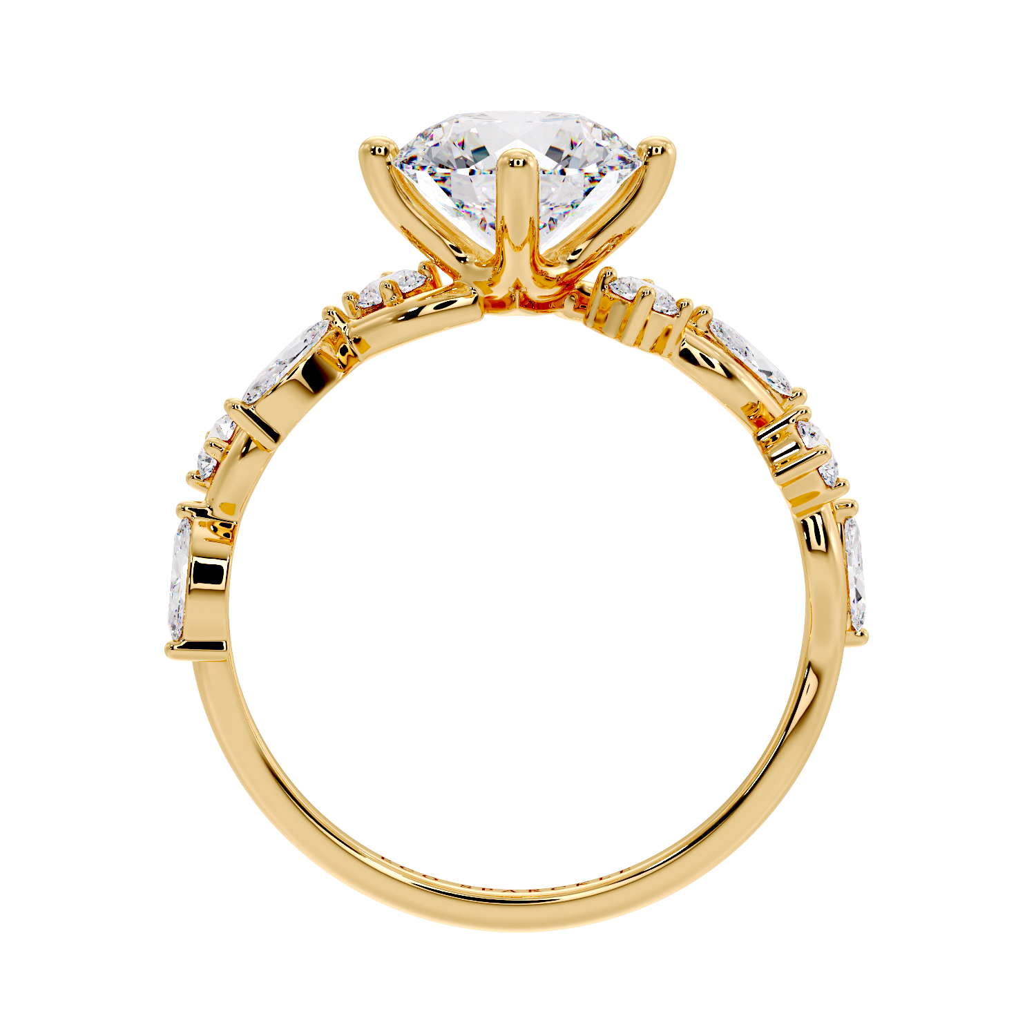 Zig Zag Shank Ring With Round Solitaire