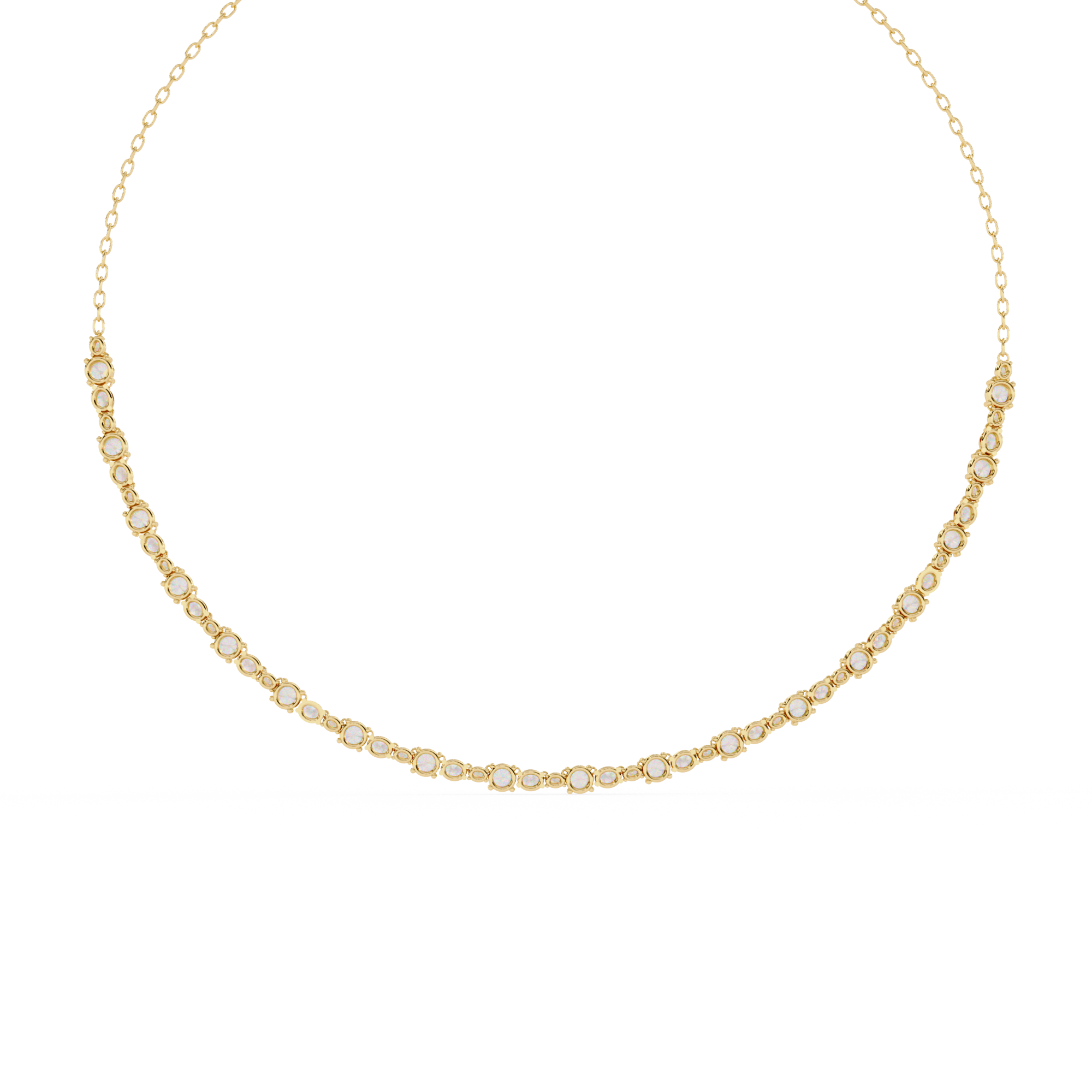 Round & Oval Shape Diamond Necklace