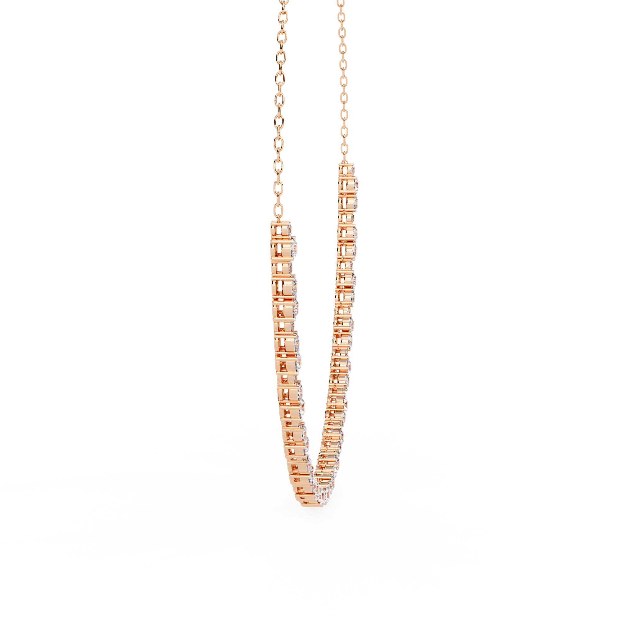 Round & Oval Shape Diamond Necklace