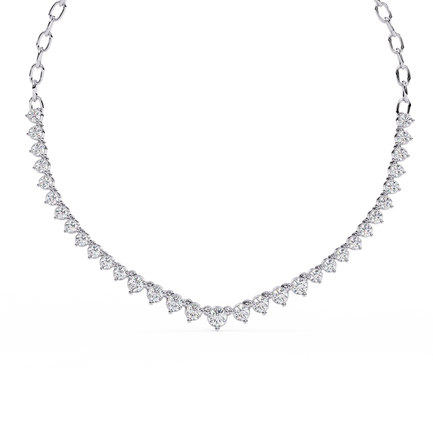 Classic Round Lab Grown Diamond curved necklace