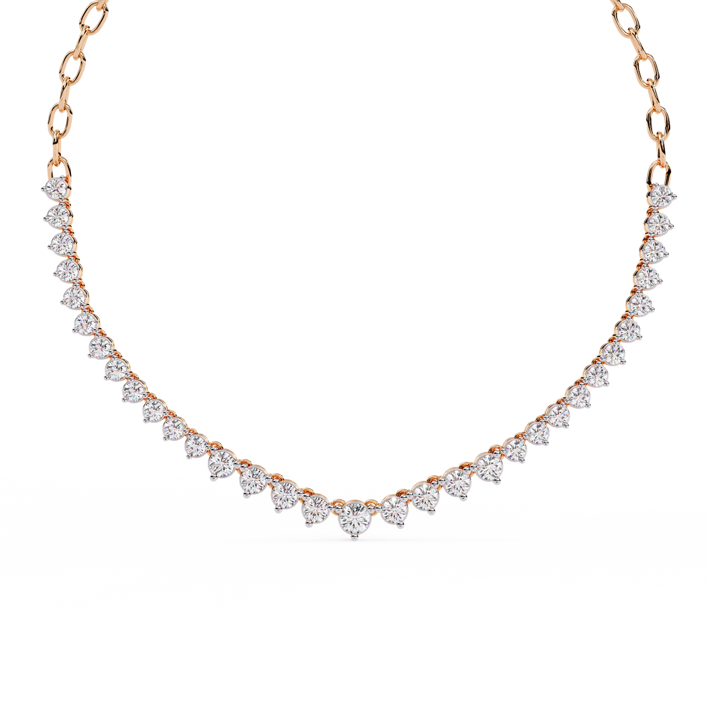 Classic Round Lab Grown Diamond curved necklace