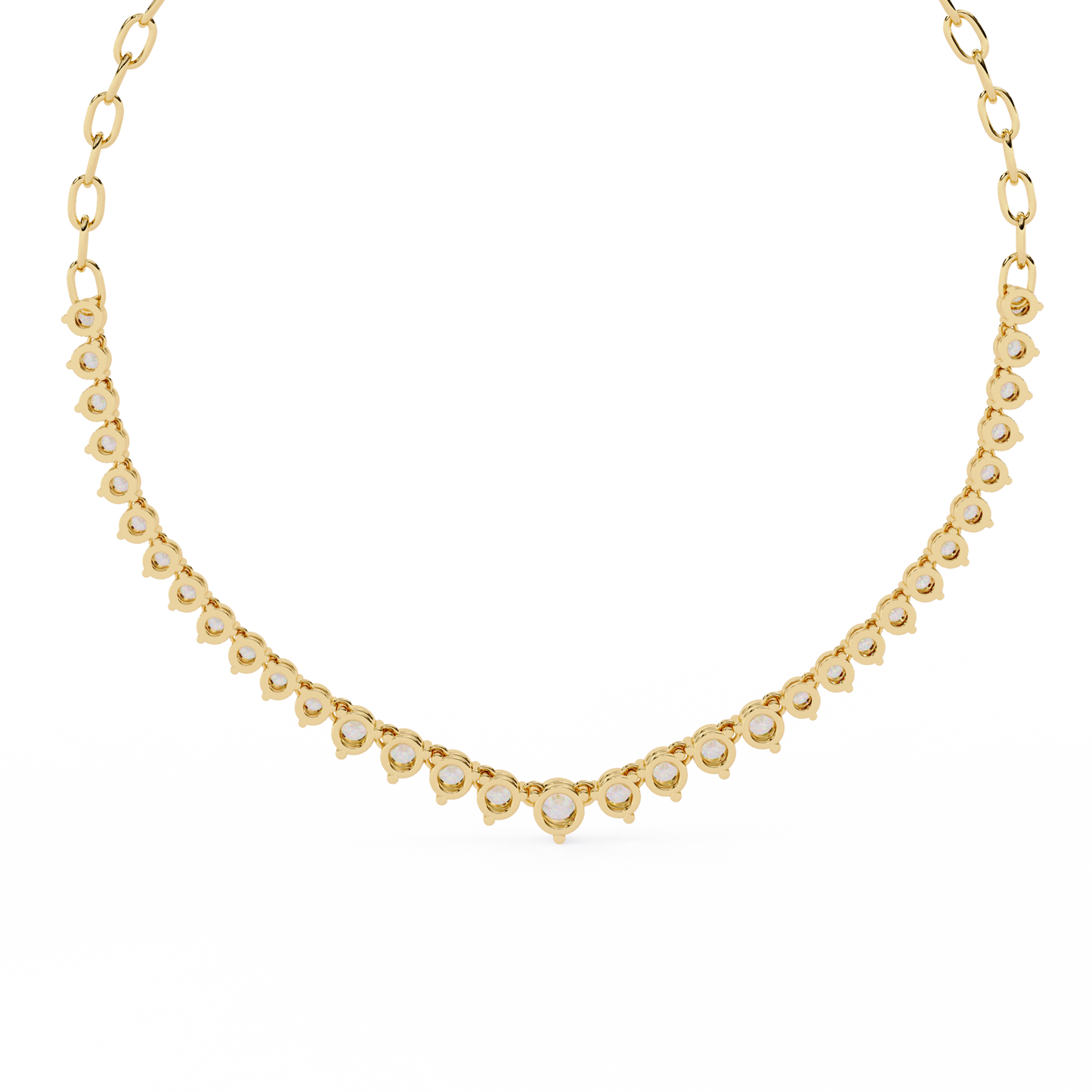 Classic Round Lab Grown Diamond curved necklace