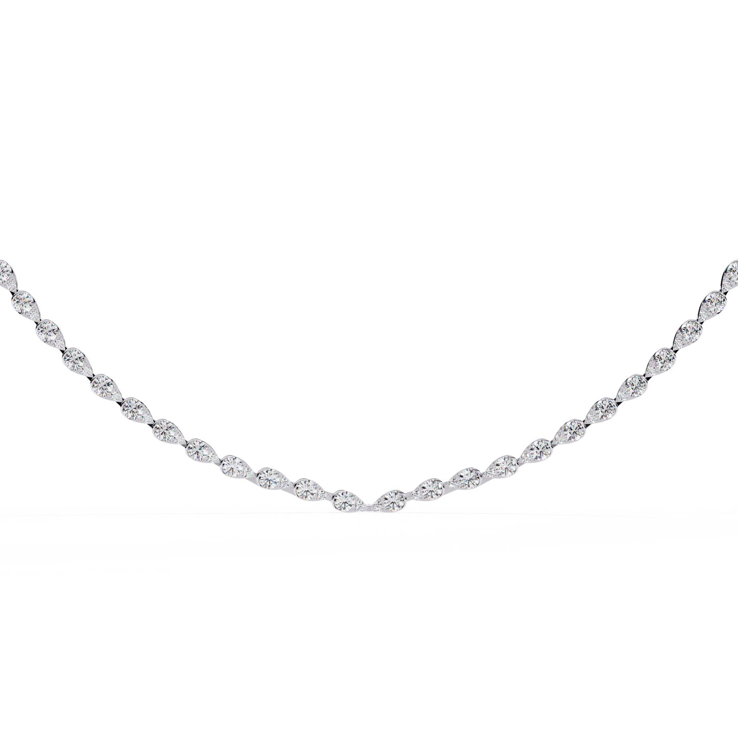 Round Diamond To Pear Shape Tennis Diamond Necklace