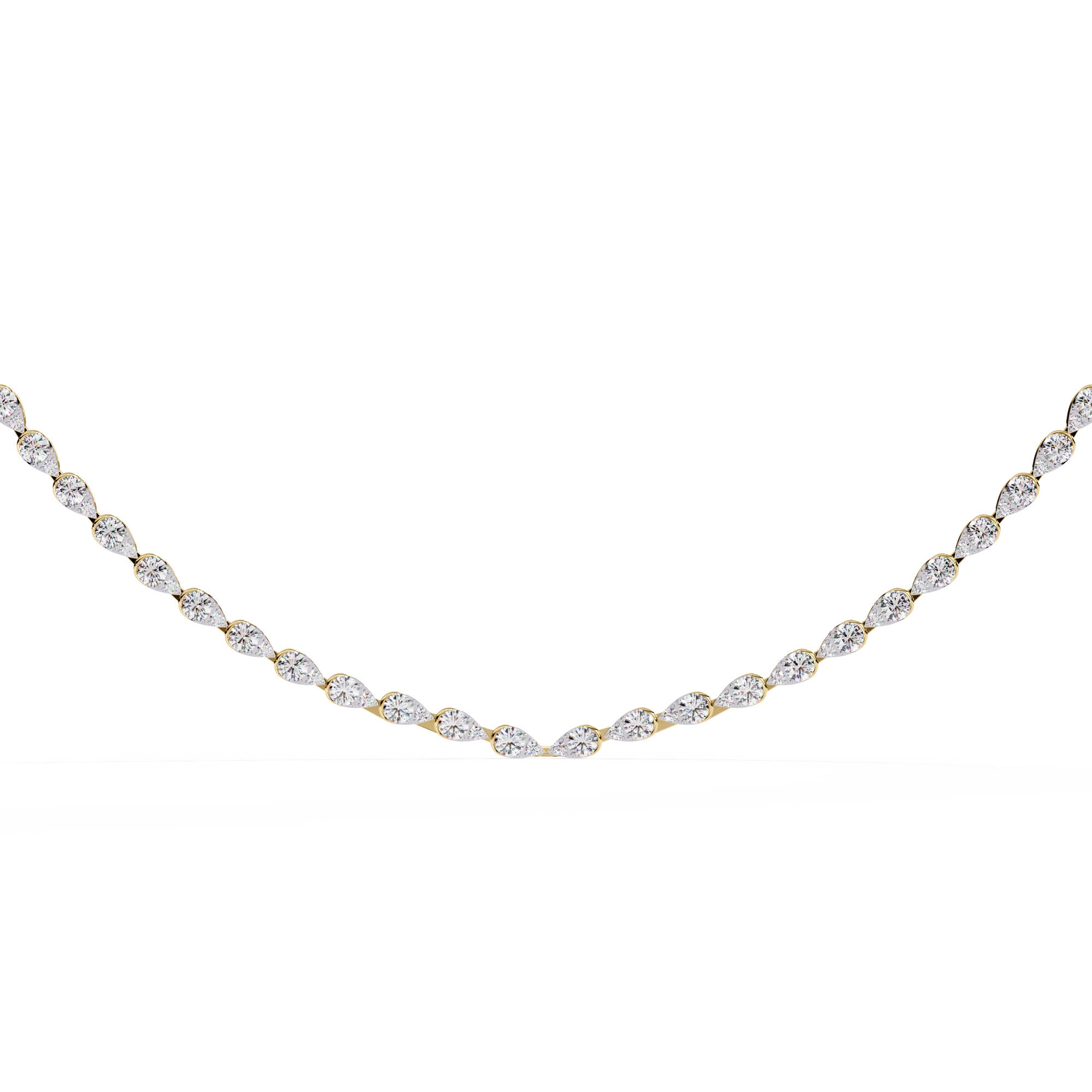 Round Diamond To Pear Shape Tennis Diamond Necklace