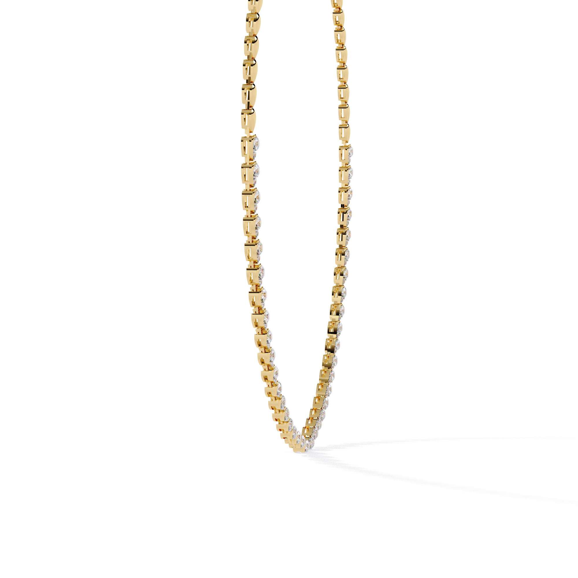 Round Diamond To Pear Shape Tennis Diamond Necklace