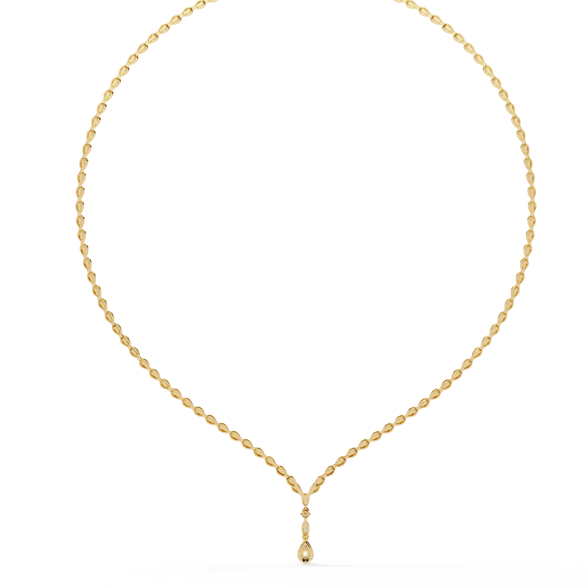 Round Diamond To Pear Shape Full Tennis Necklaces
