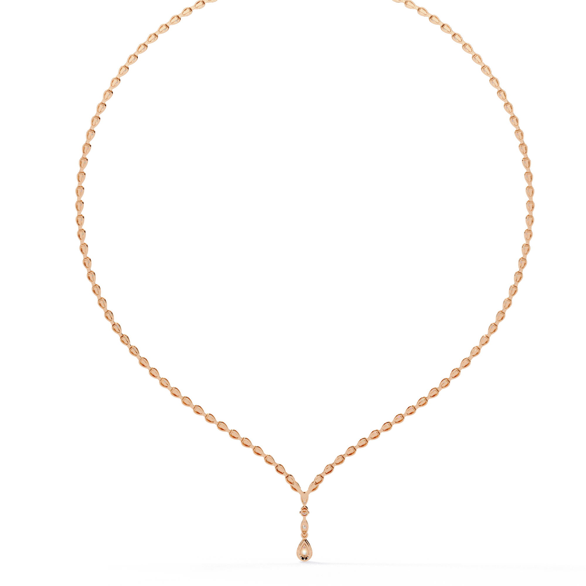 Round Diamond To Pear Shape Full Tennis Necklaces