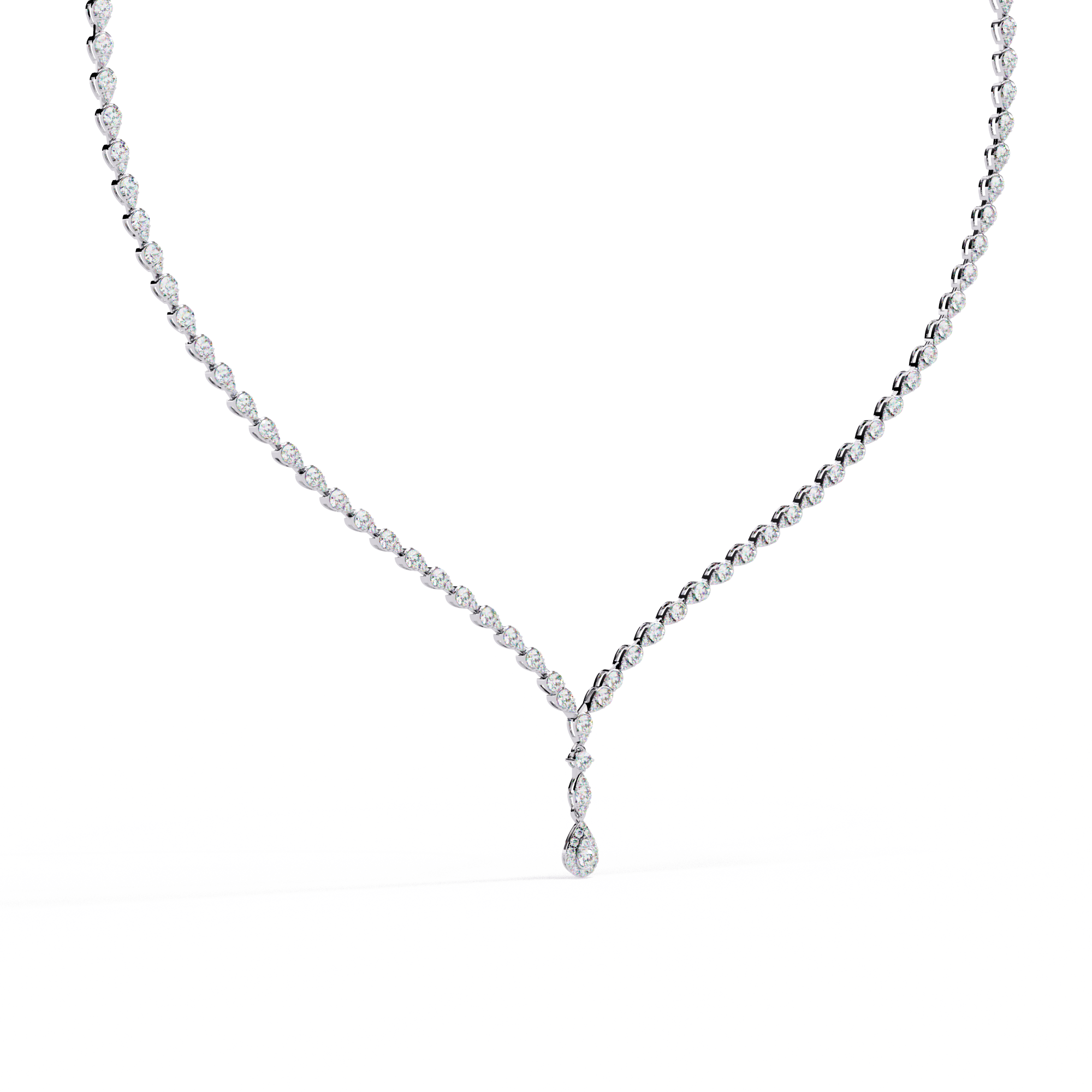 Round Diamond To Pear Shape Full Tennis Necklaces
