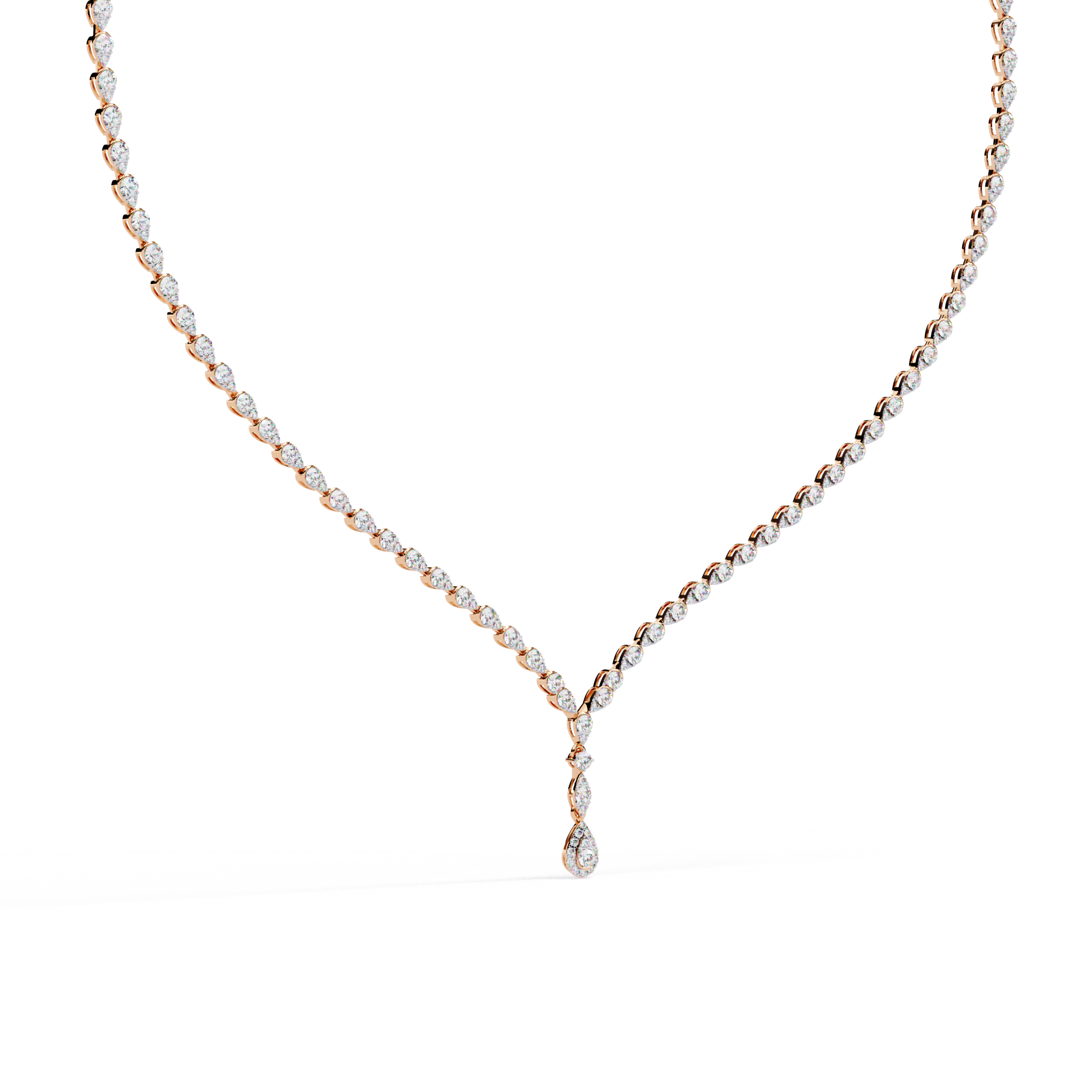 Round Diamond To Pear Shape Full Tennis Necklaces