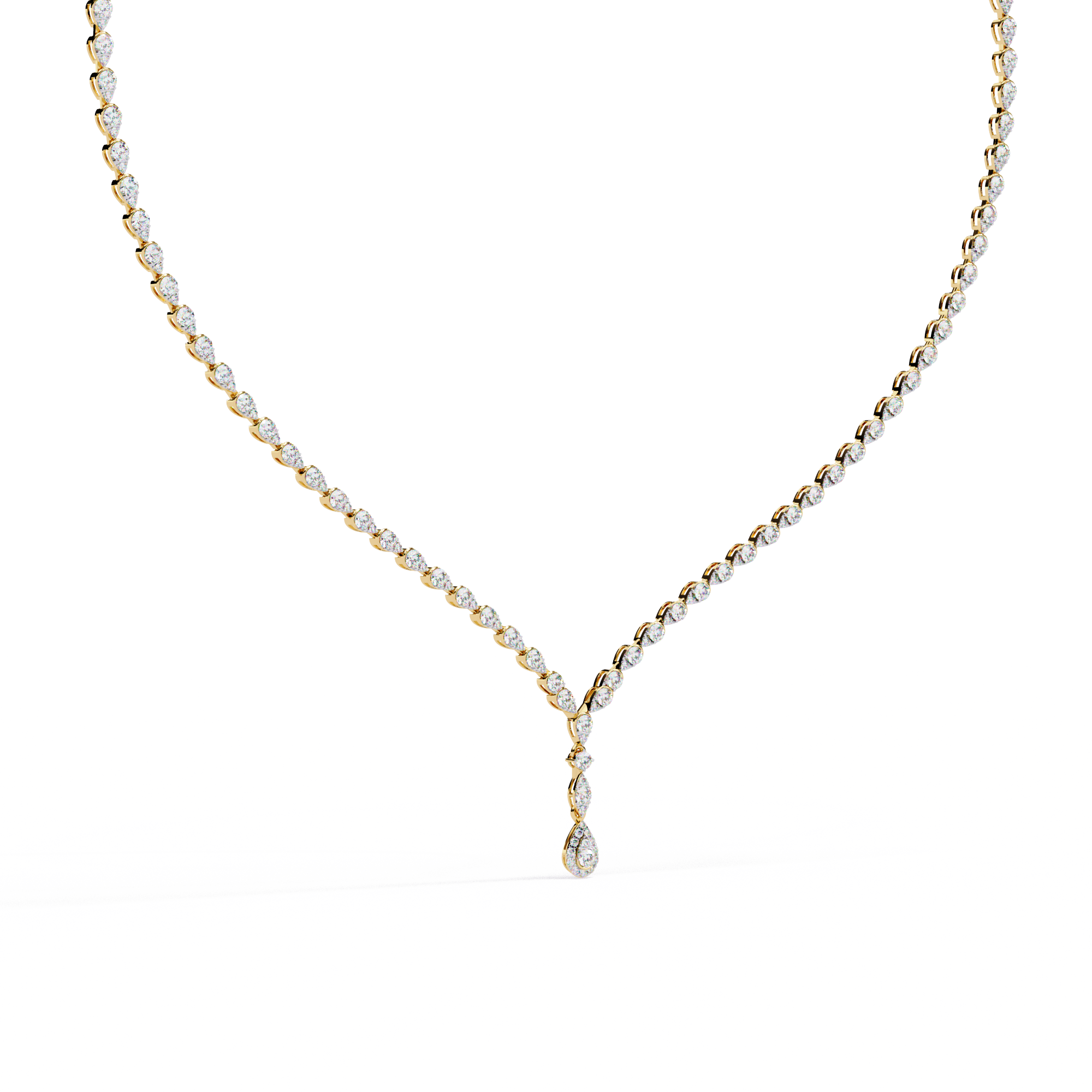 Round Diamond To Pear Shape Full Tennis Necklaces