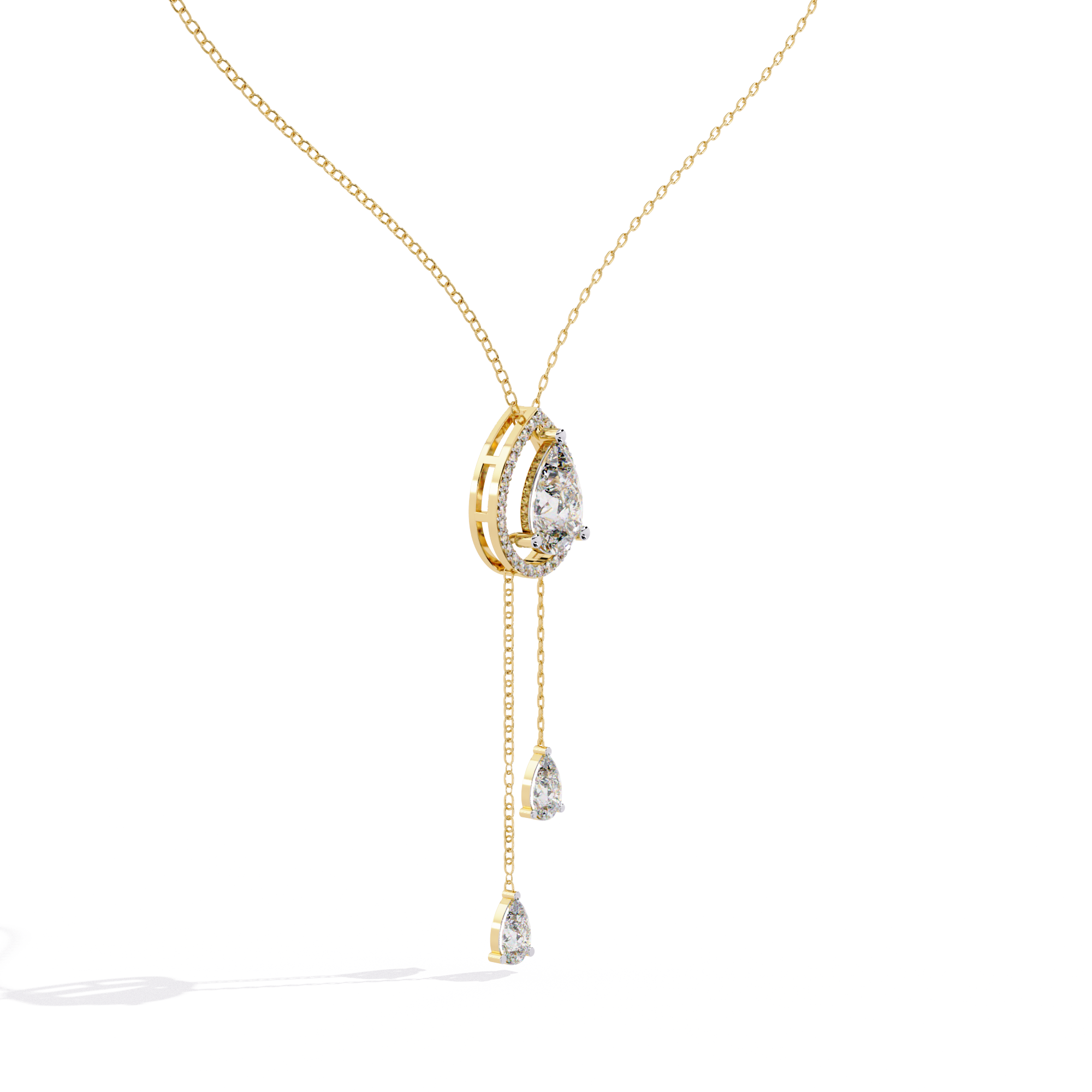 Double Pear Diamond Drop Diamond Pendant