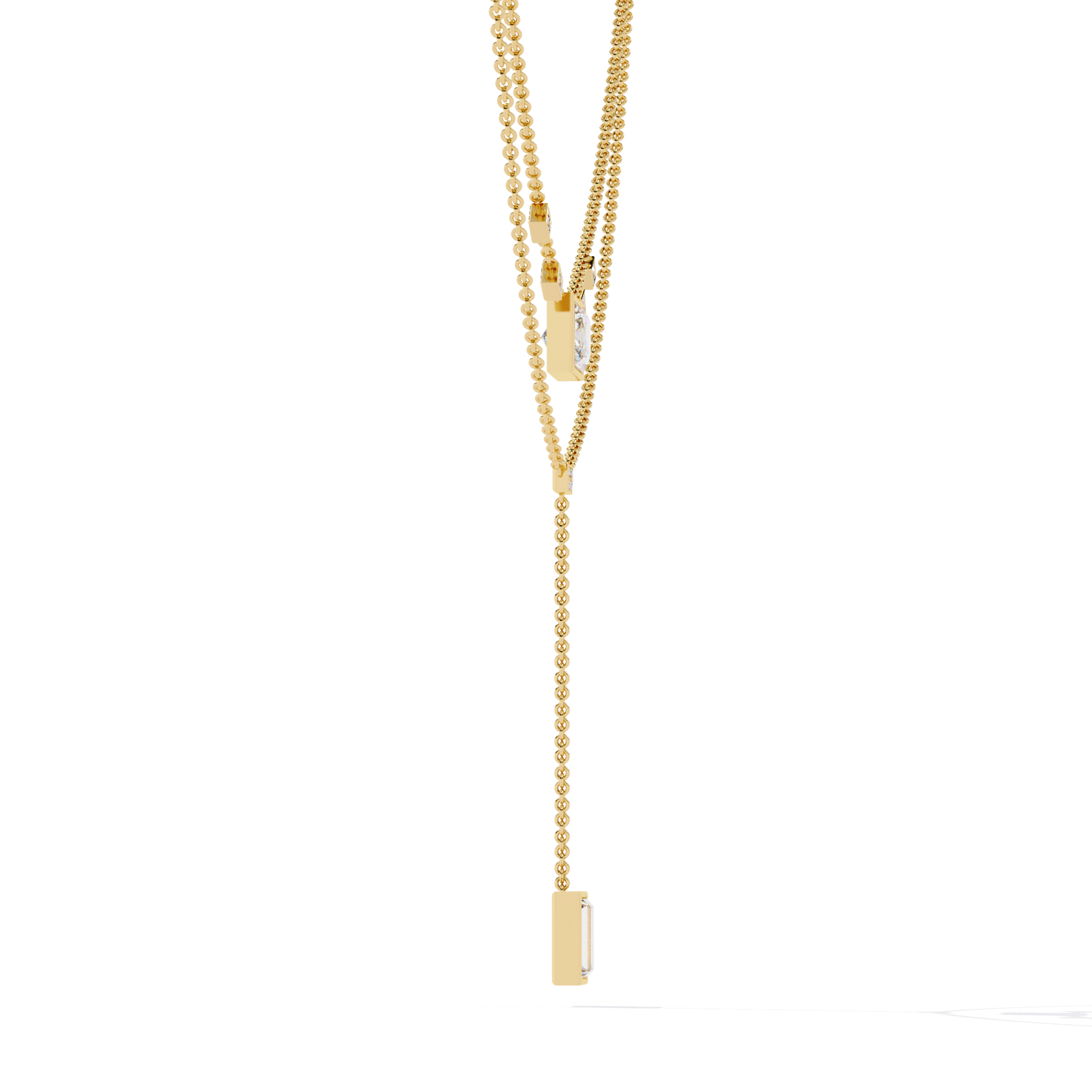 Drop Baguette Two line Necklace