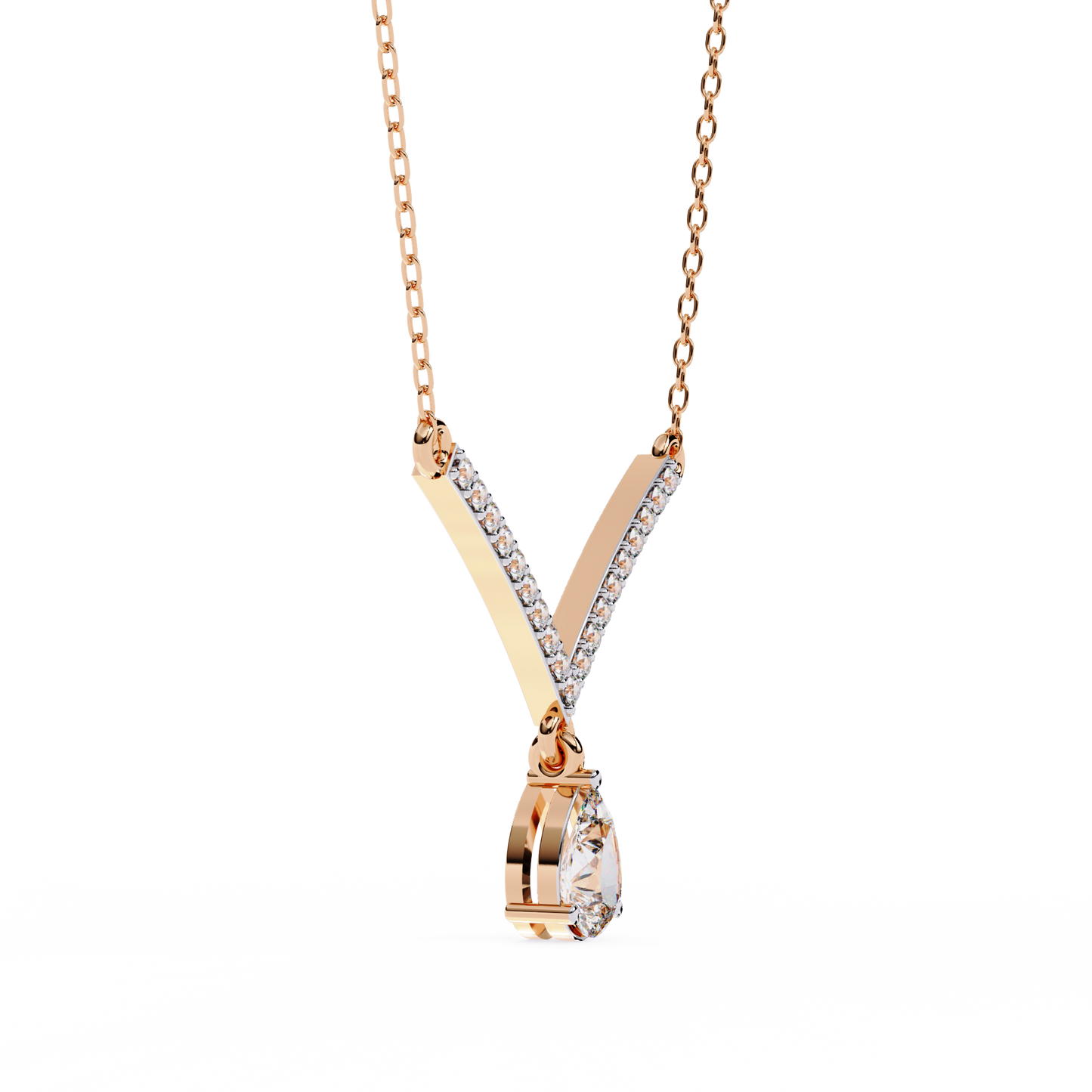 V Drop Pear Diamond Necklace