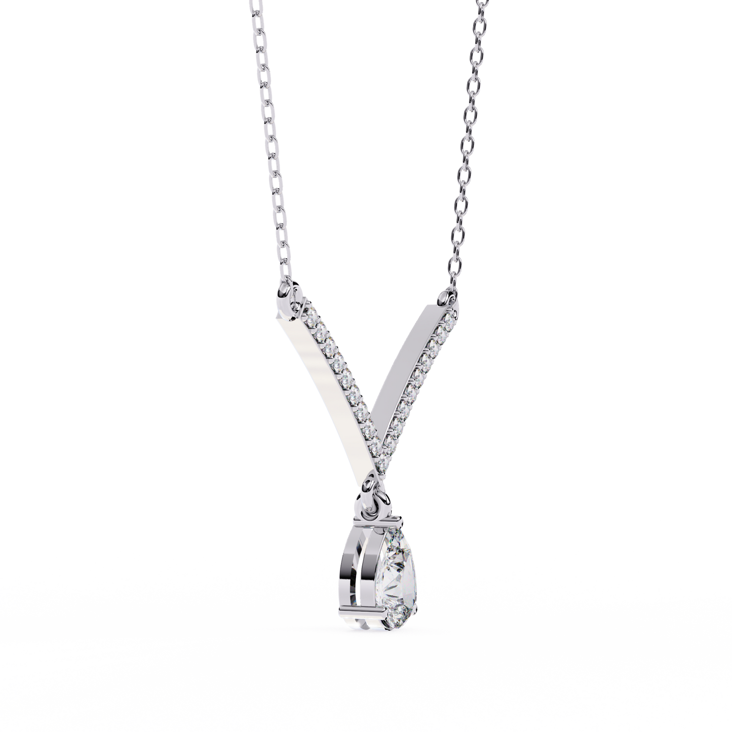 V Drop Pear Diamond Necklace