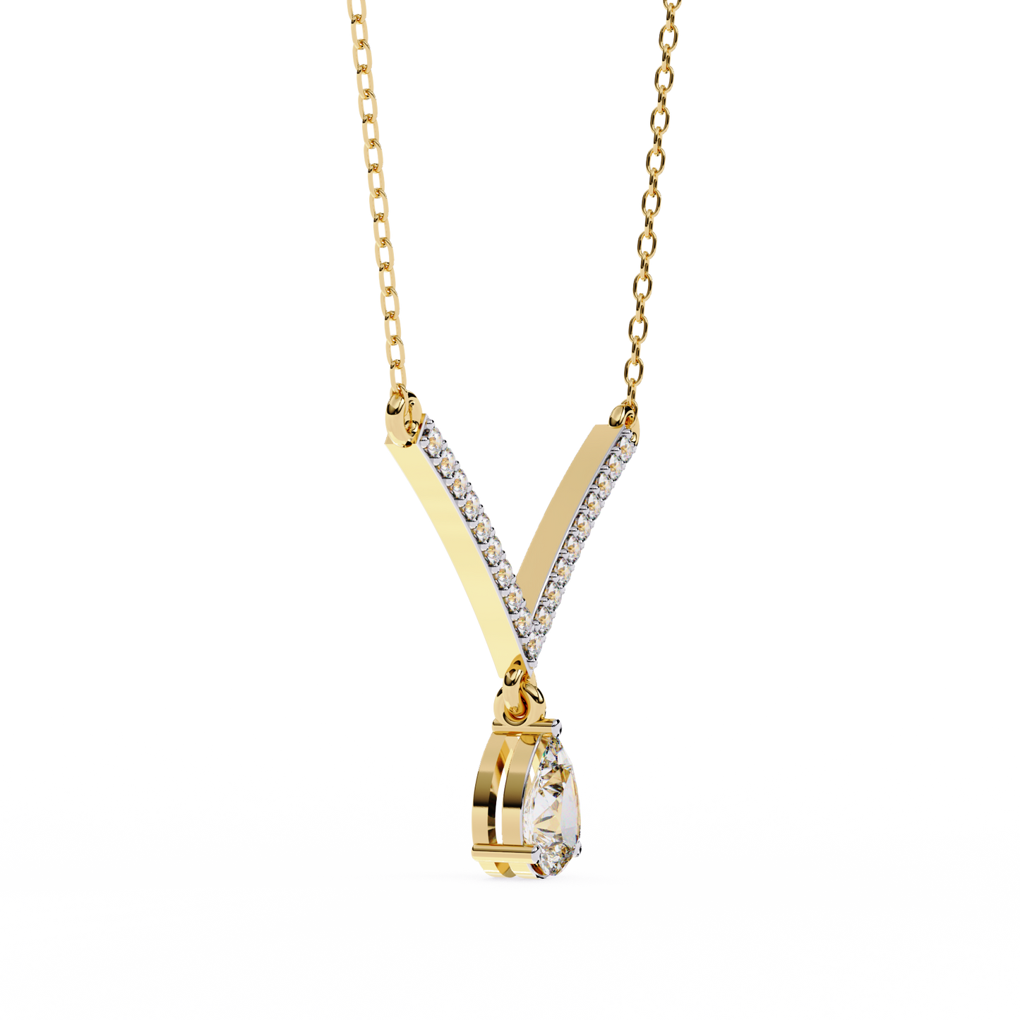 V Drop Pear Diamond Necklace