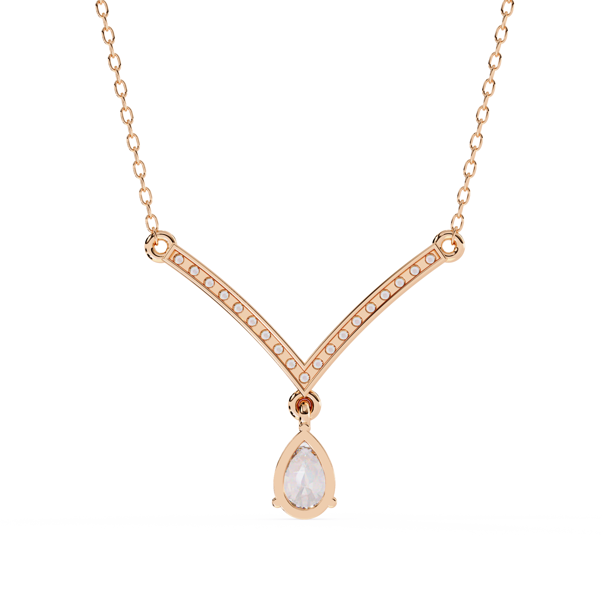 V Drop Pear Diamond Necklace