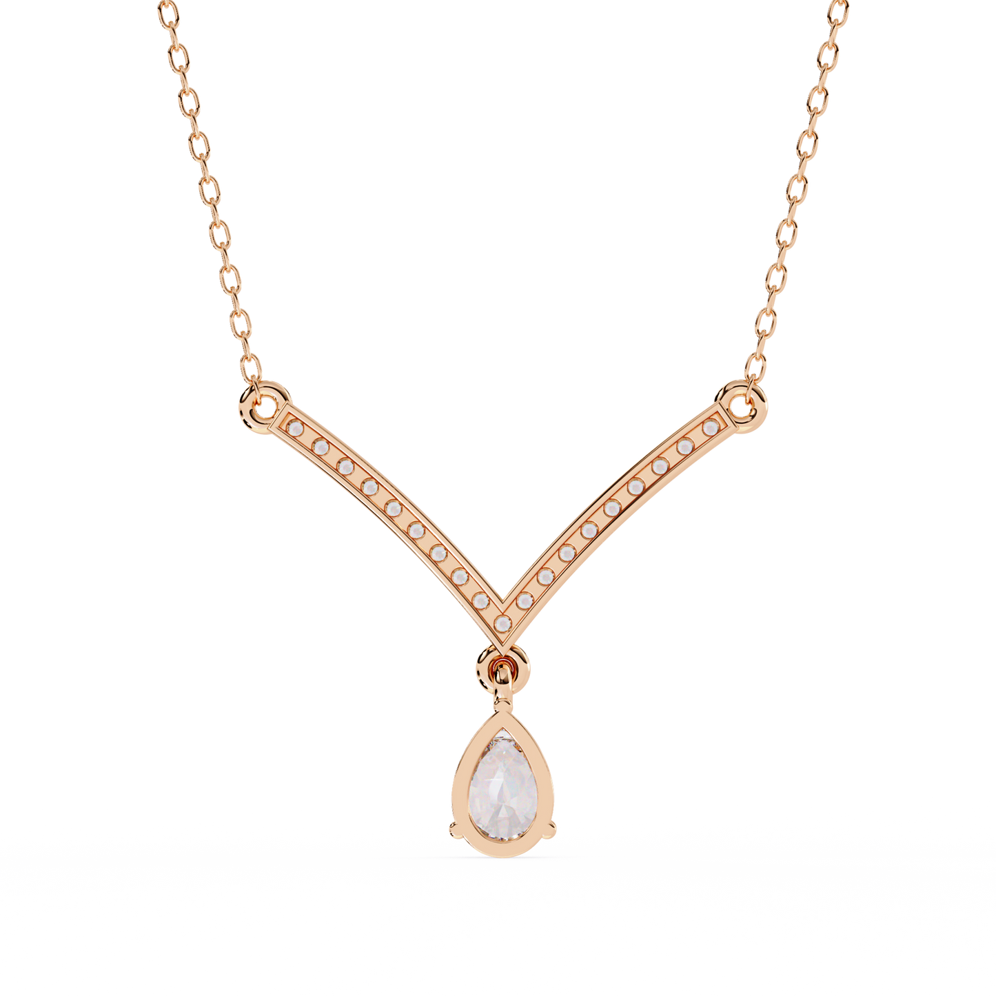 V Drop Pear Diamond Necklace
