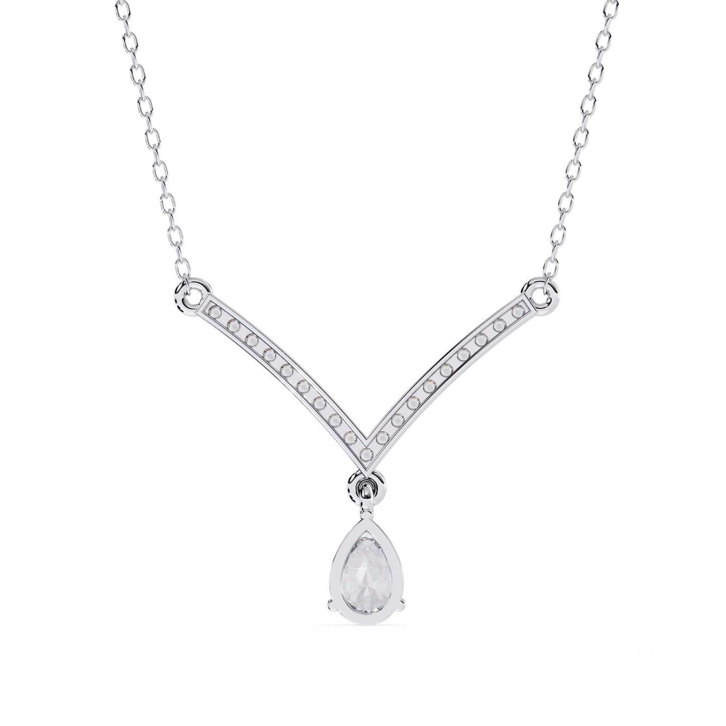 V Drop Pear Diamond Necklace