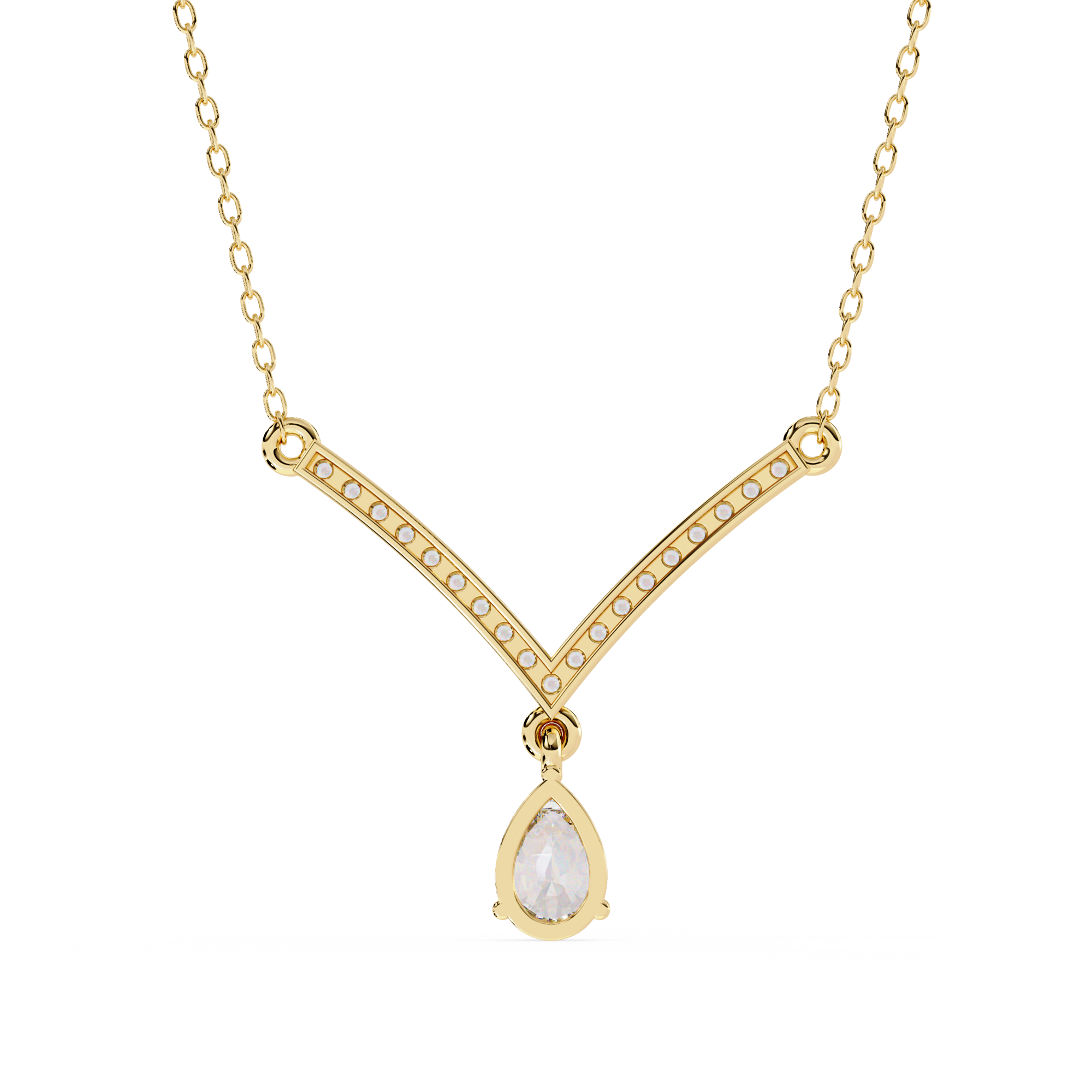 V Drop Pear Diamond Necklace