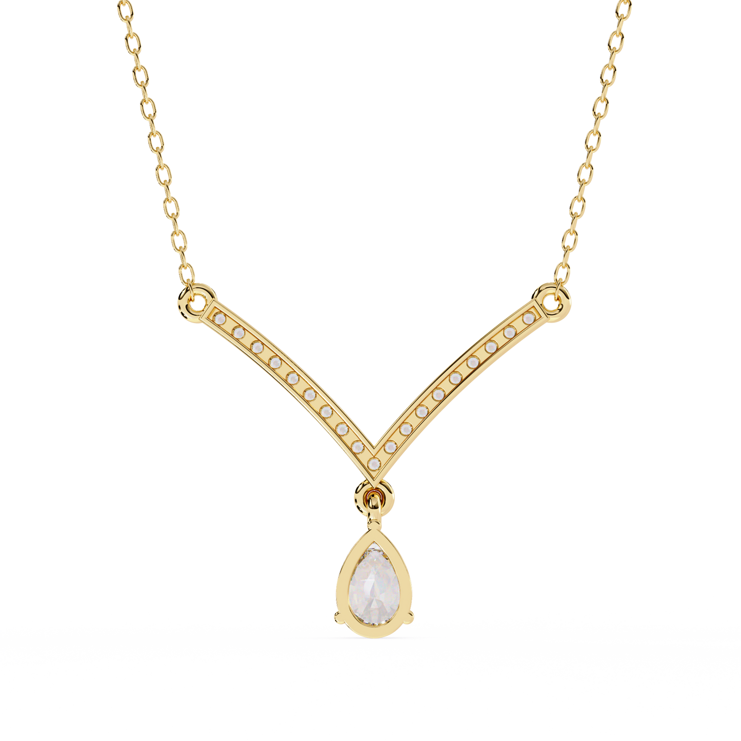 V Drop Pear Diamond Necklace