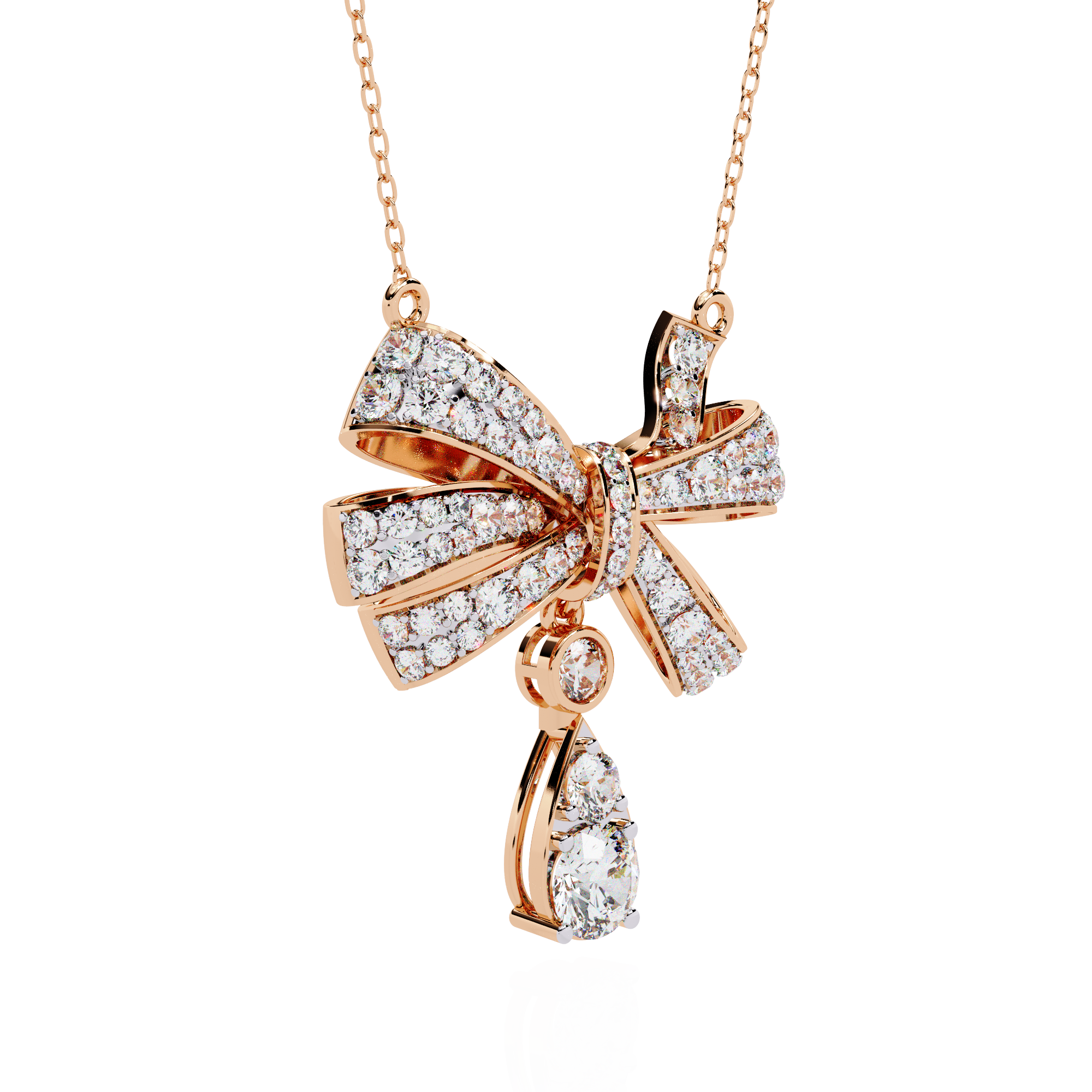 Diamond Bow Pendant Necklace